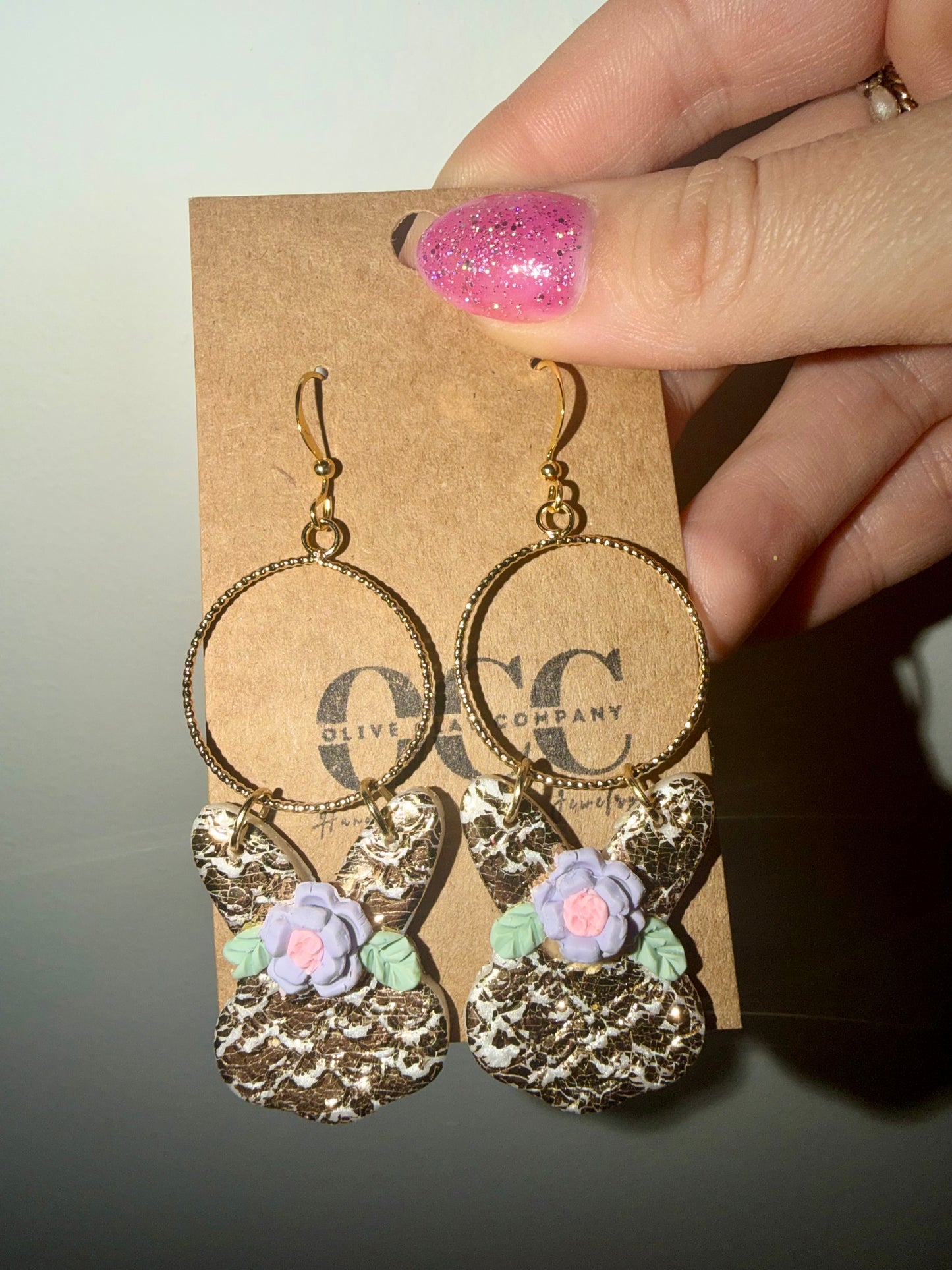 Floral bunny hoops