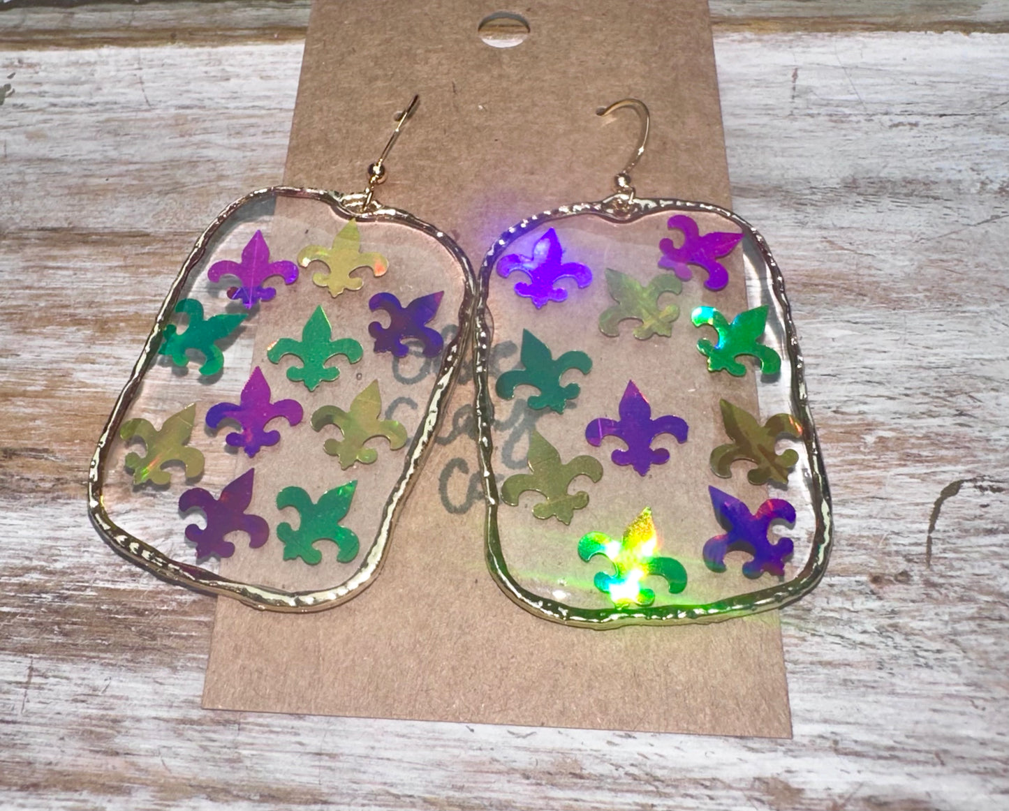 Fleur de lis glitter hoops