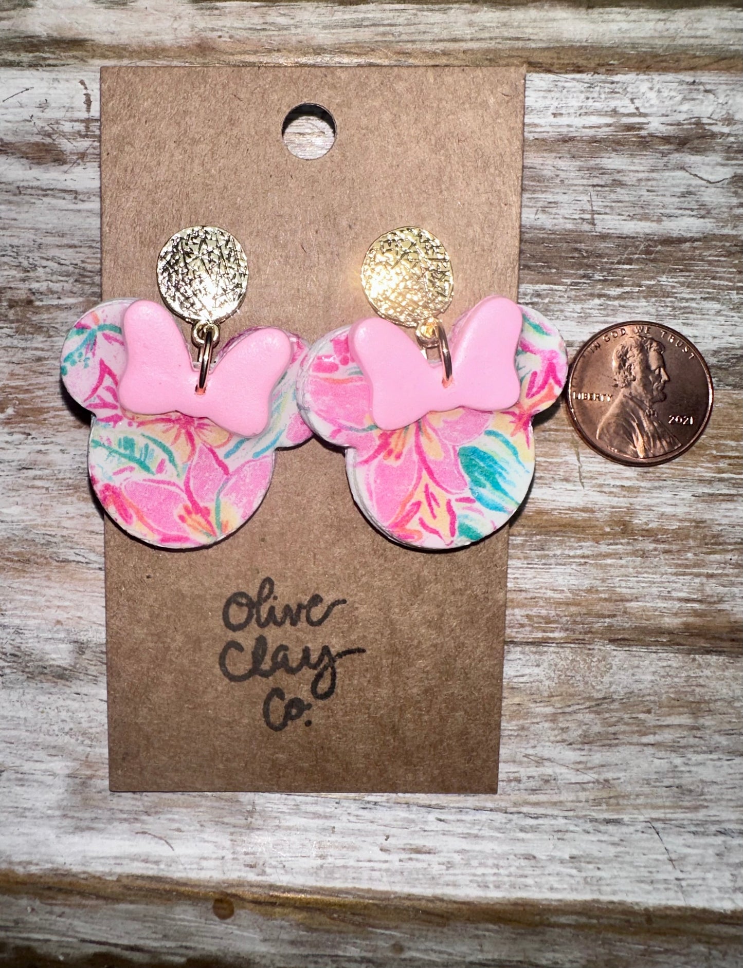 Floral mouse earrings