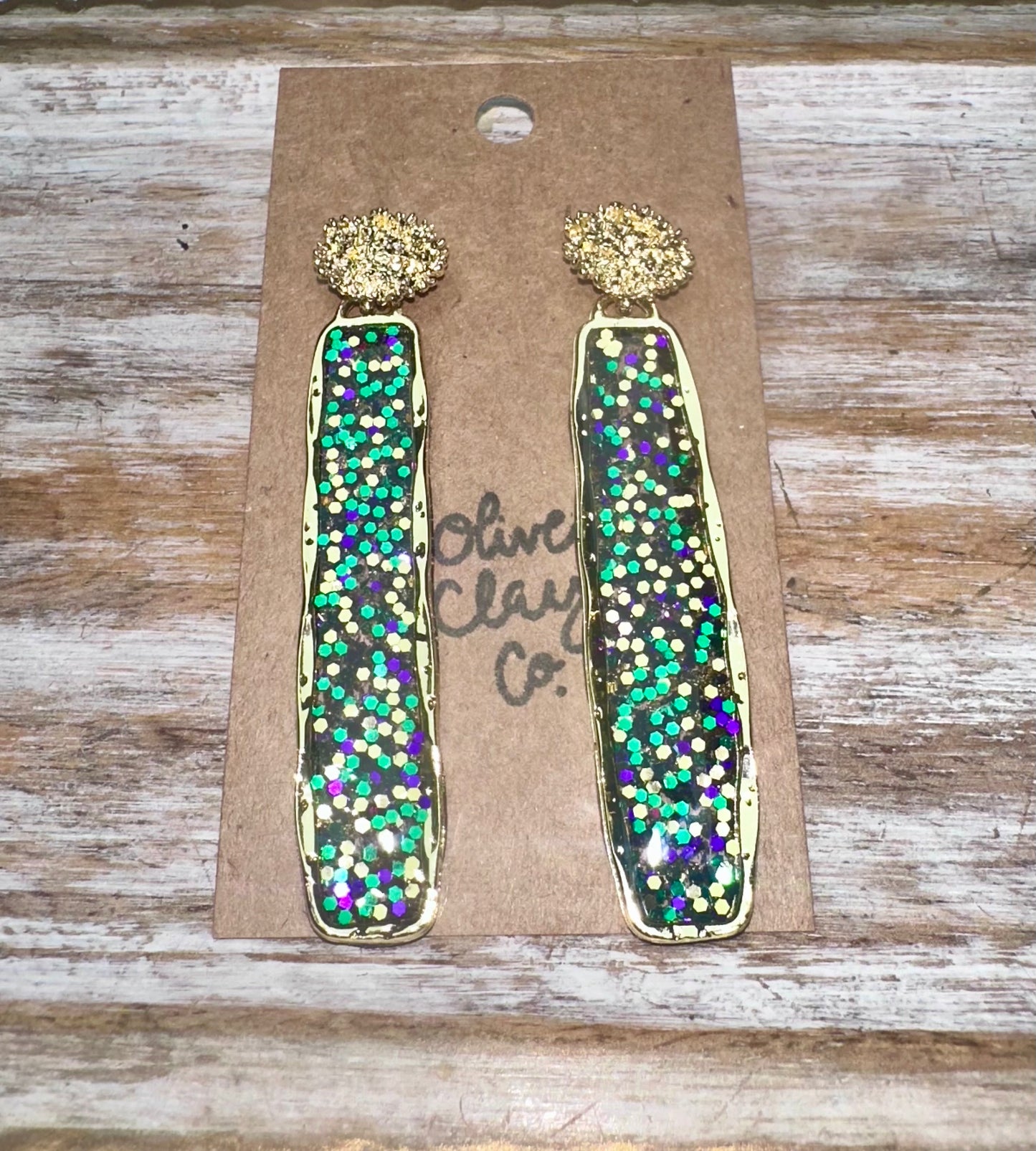 Long Rectangle glitter hoops