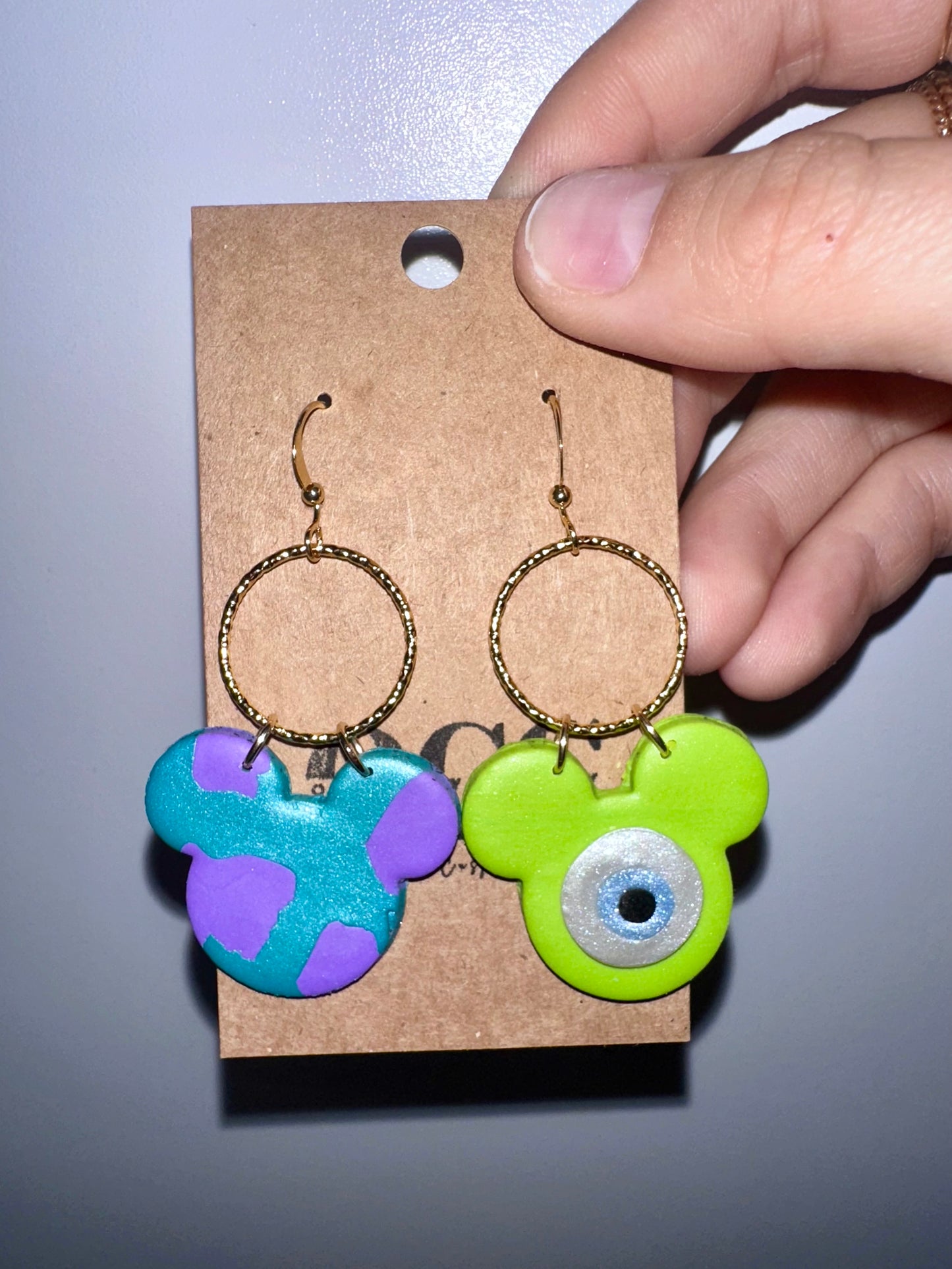 Mouse monster theme clay earrings
