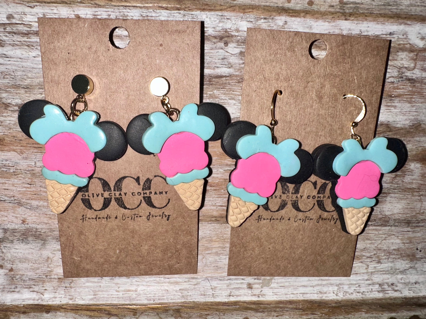 Mouse ice cream earrings