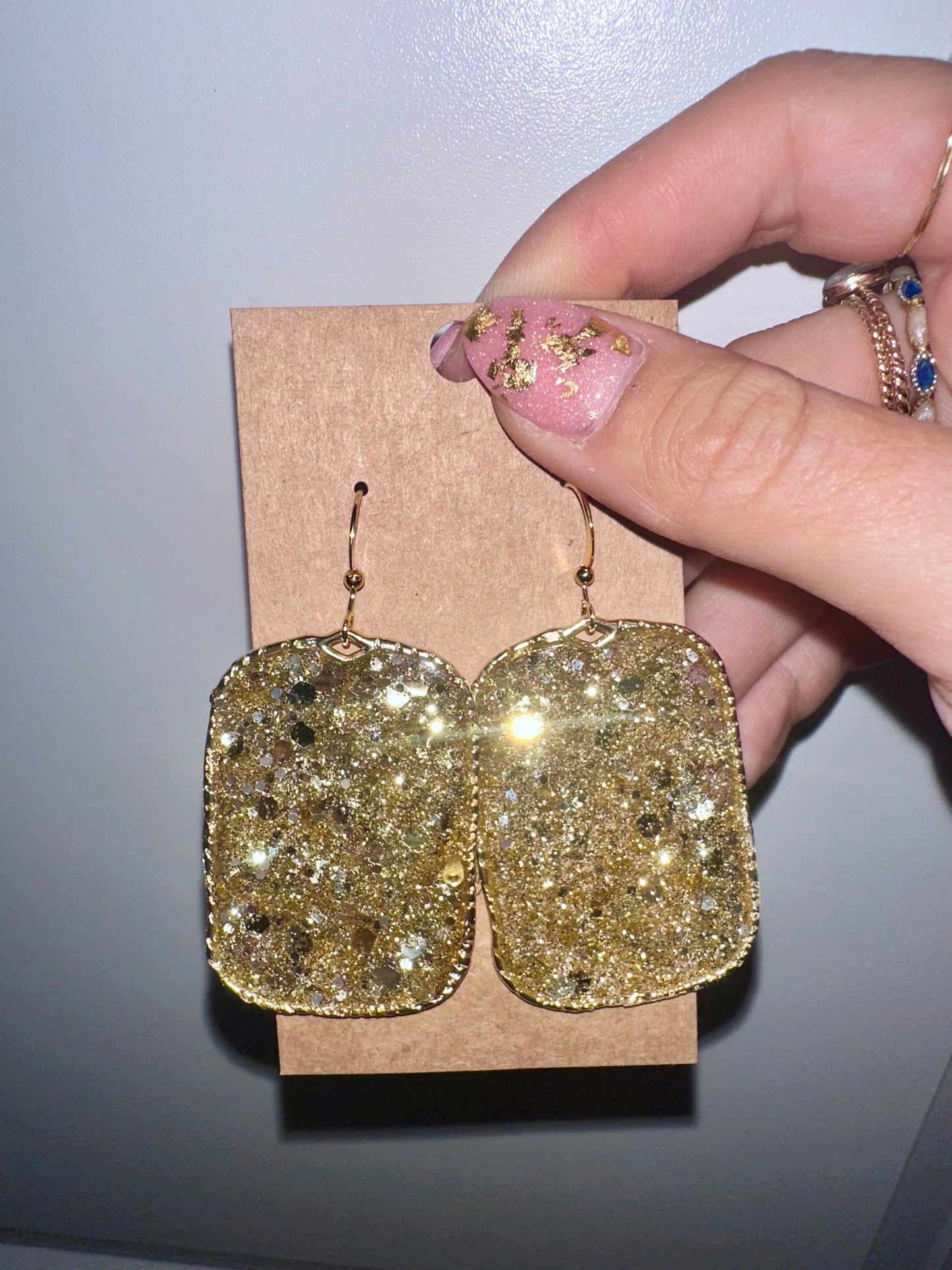 Gold Glitter resin hoops