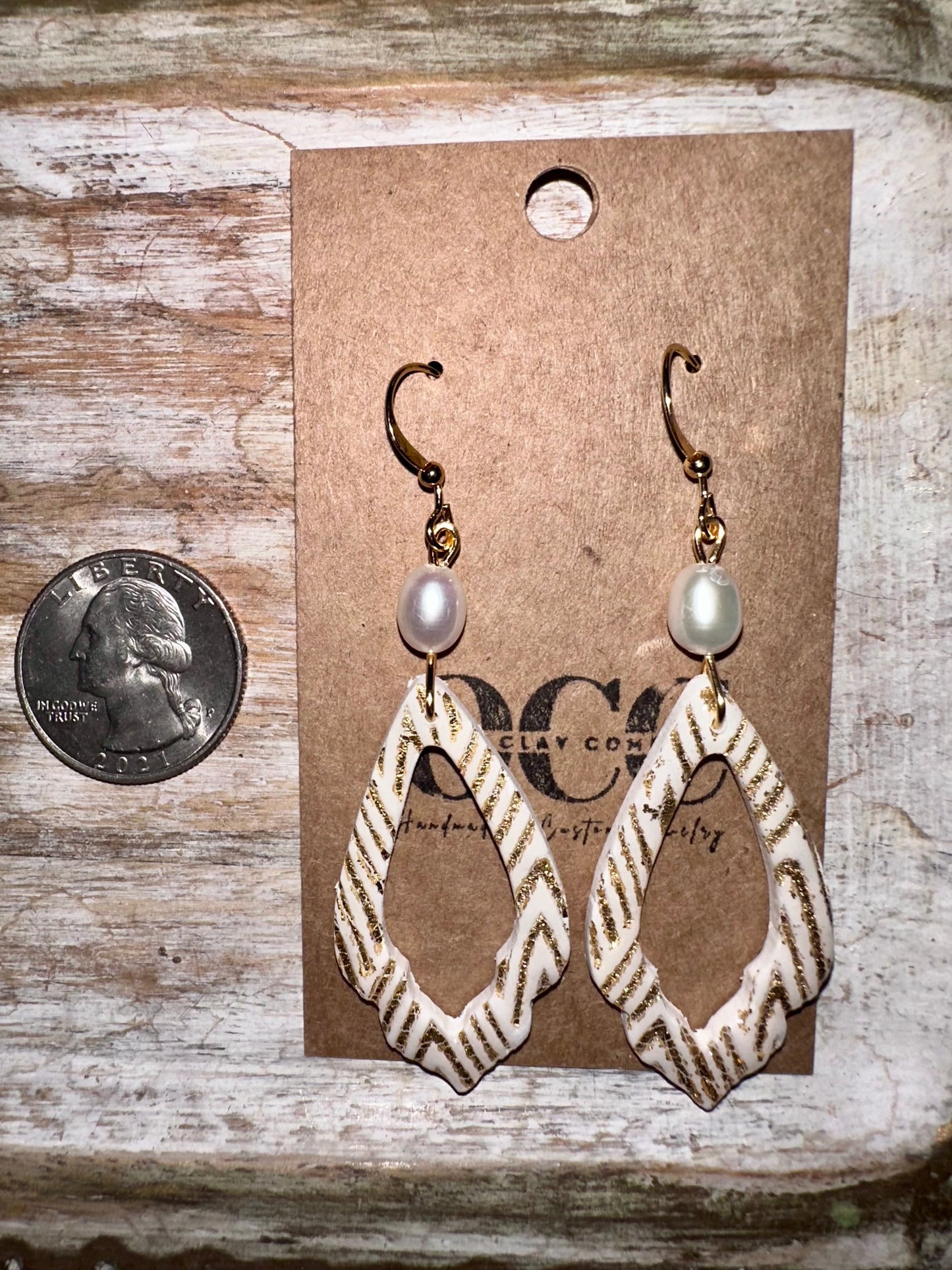 Gold leaf textured clay earrings