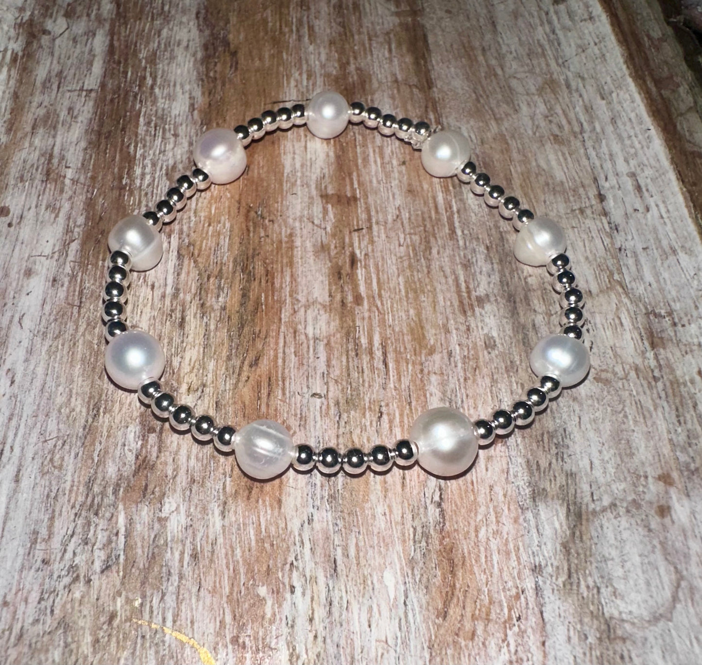 Sterling silver freshwater pearl Stretchy bracelets