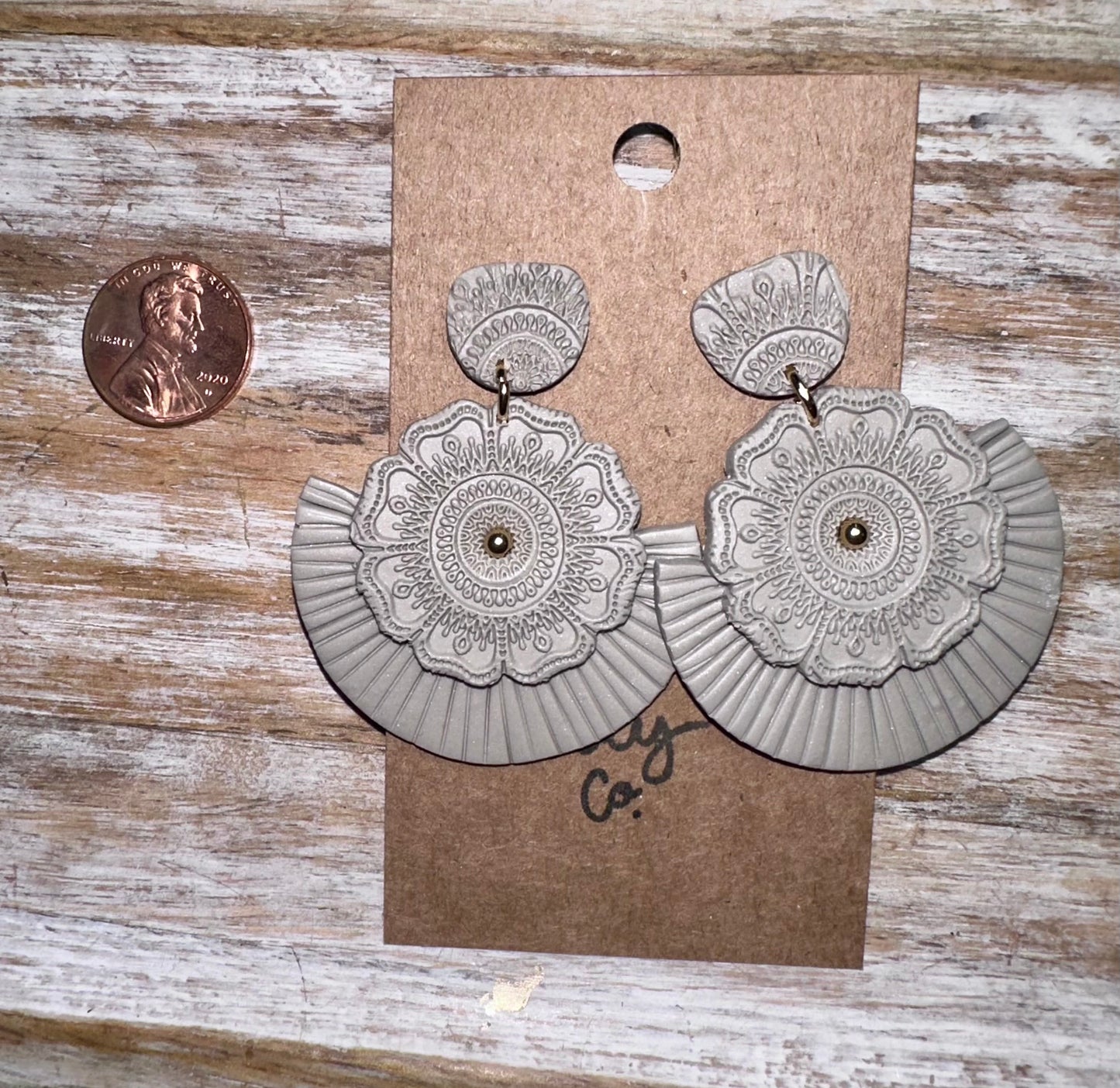 Boho mandala clay earrings