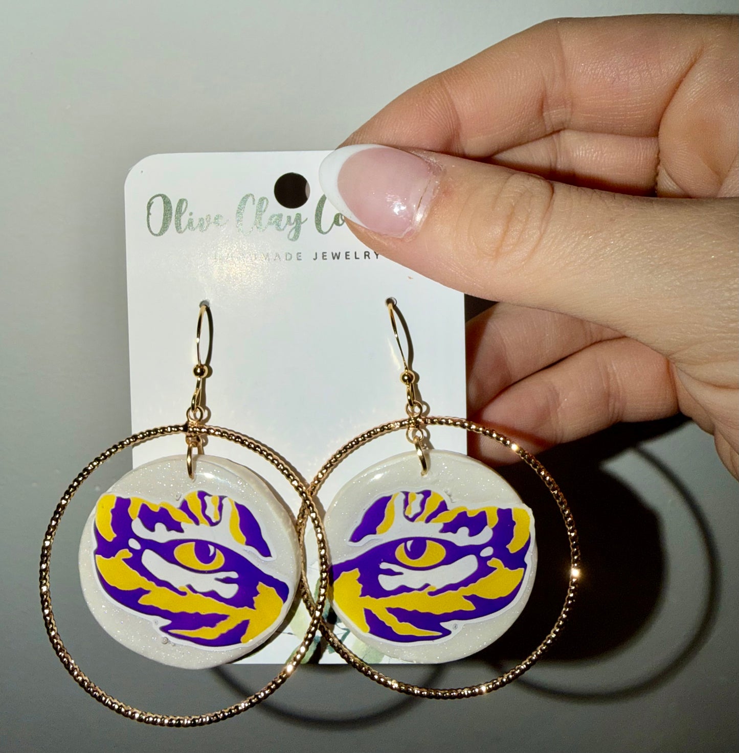 Large Tigers clay earrings