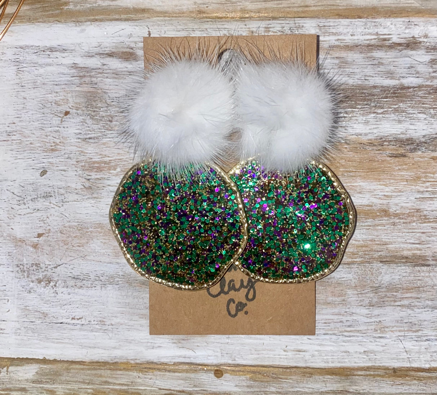 Pom Pom Mardi Gras earrings