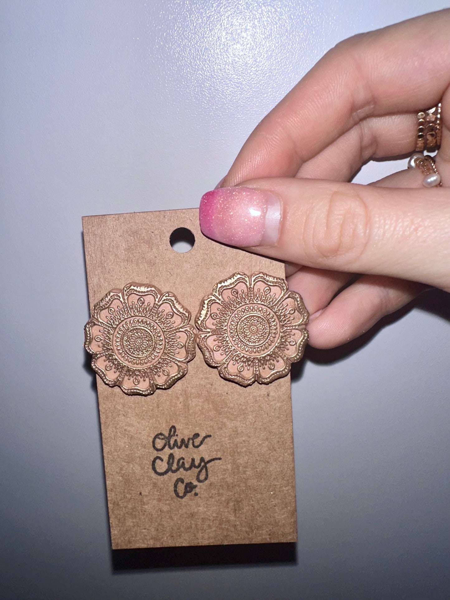 Large mandala stud earrings