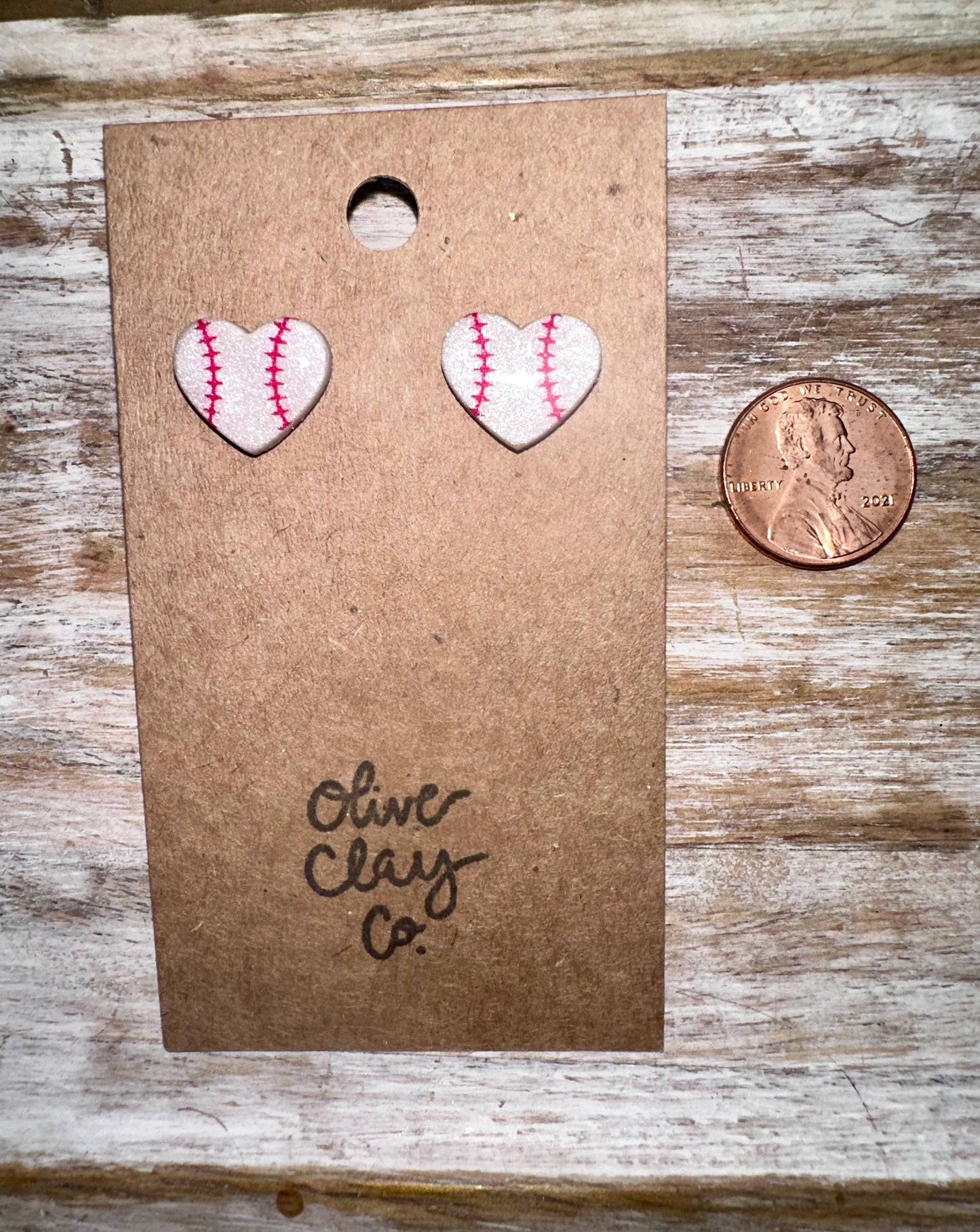 Baseball heart studs