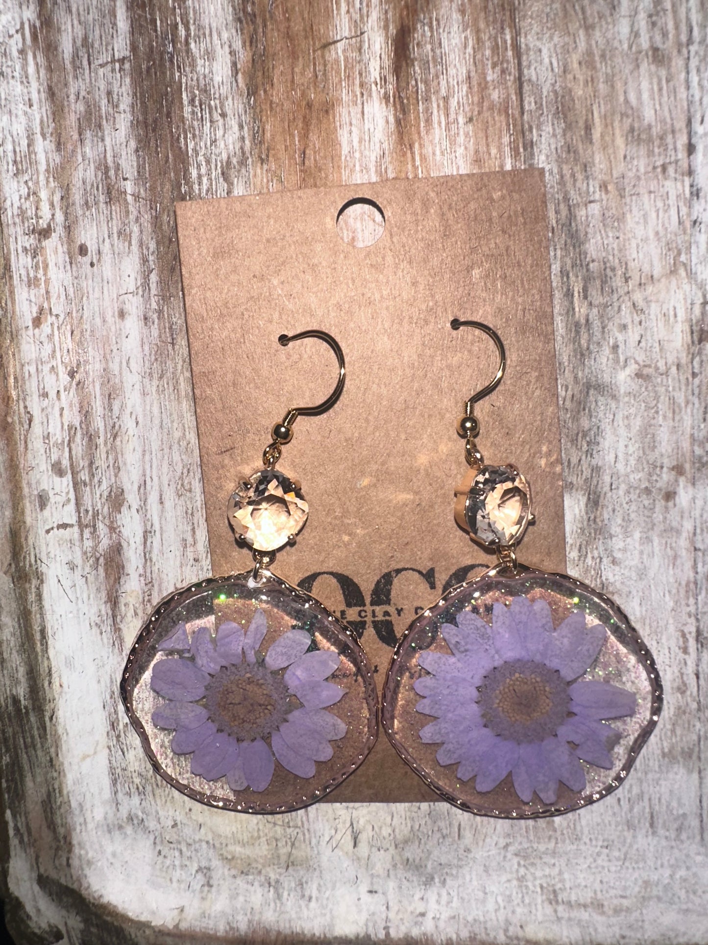 Pressed flower glitter hoops
