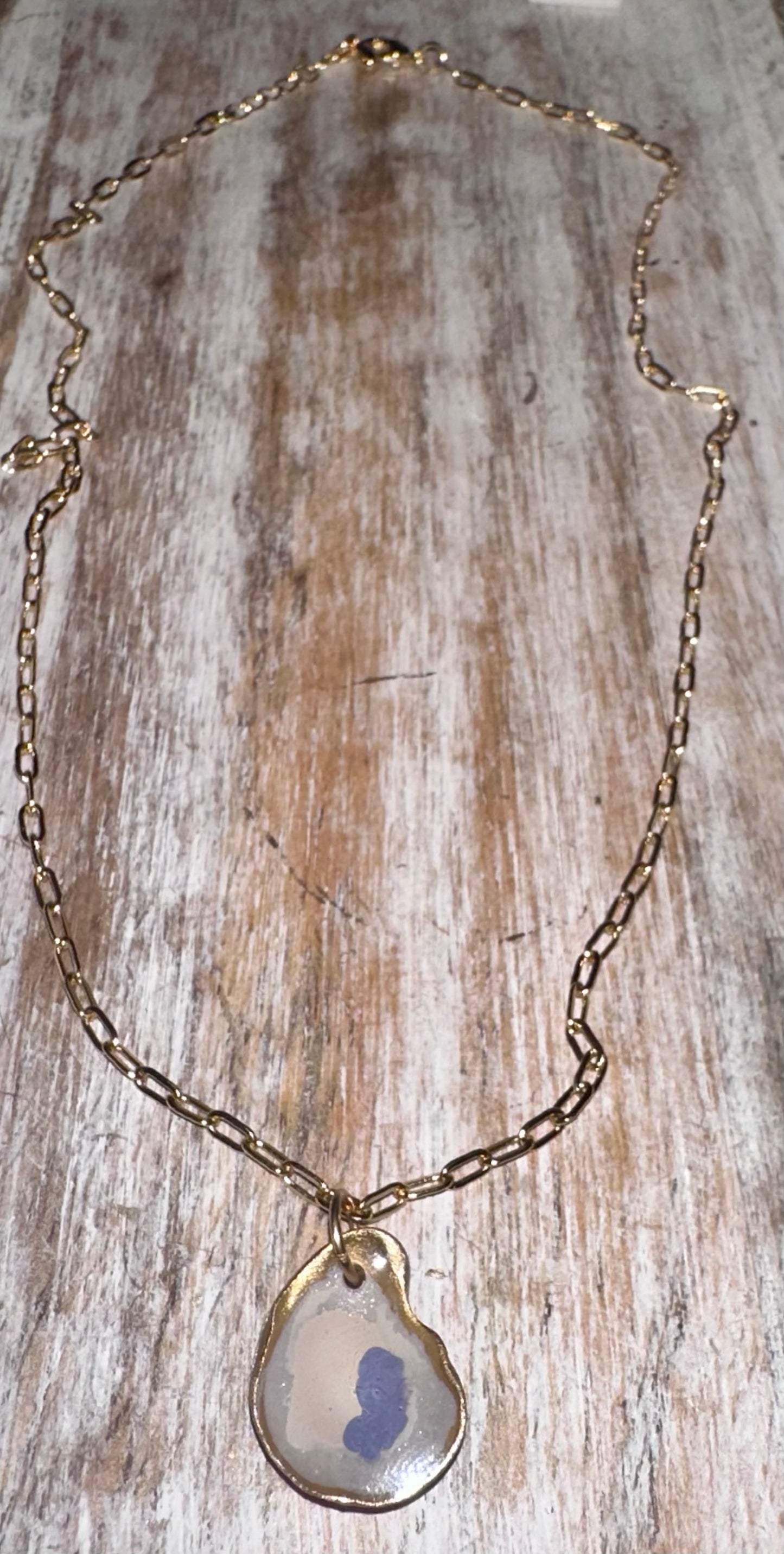Gold Plated oyster necklace & adjustable bracelet