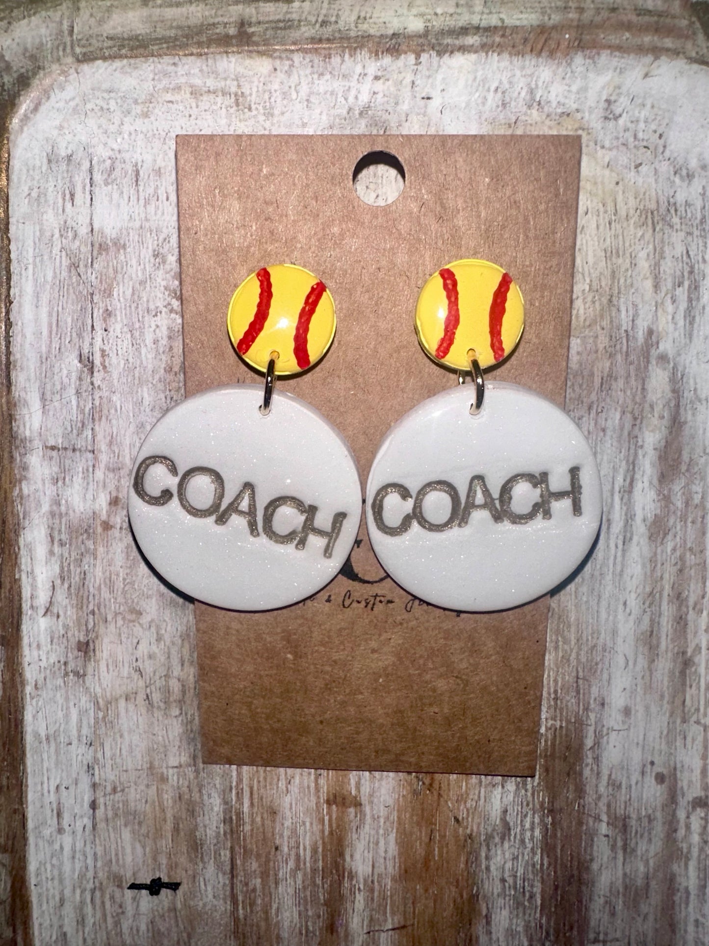 Softball coach Clay earrings