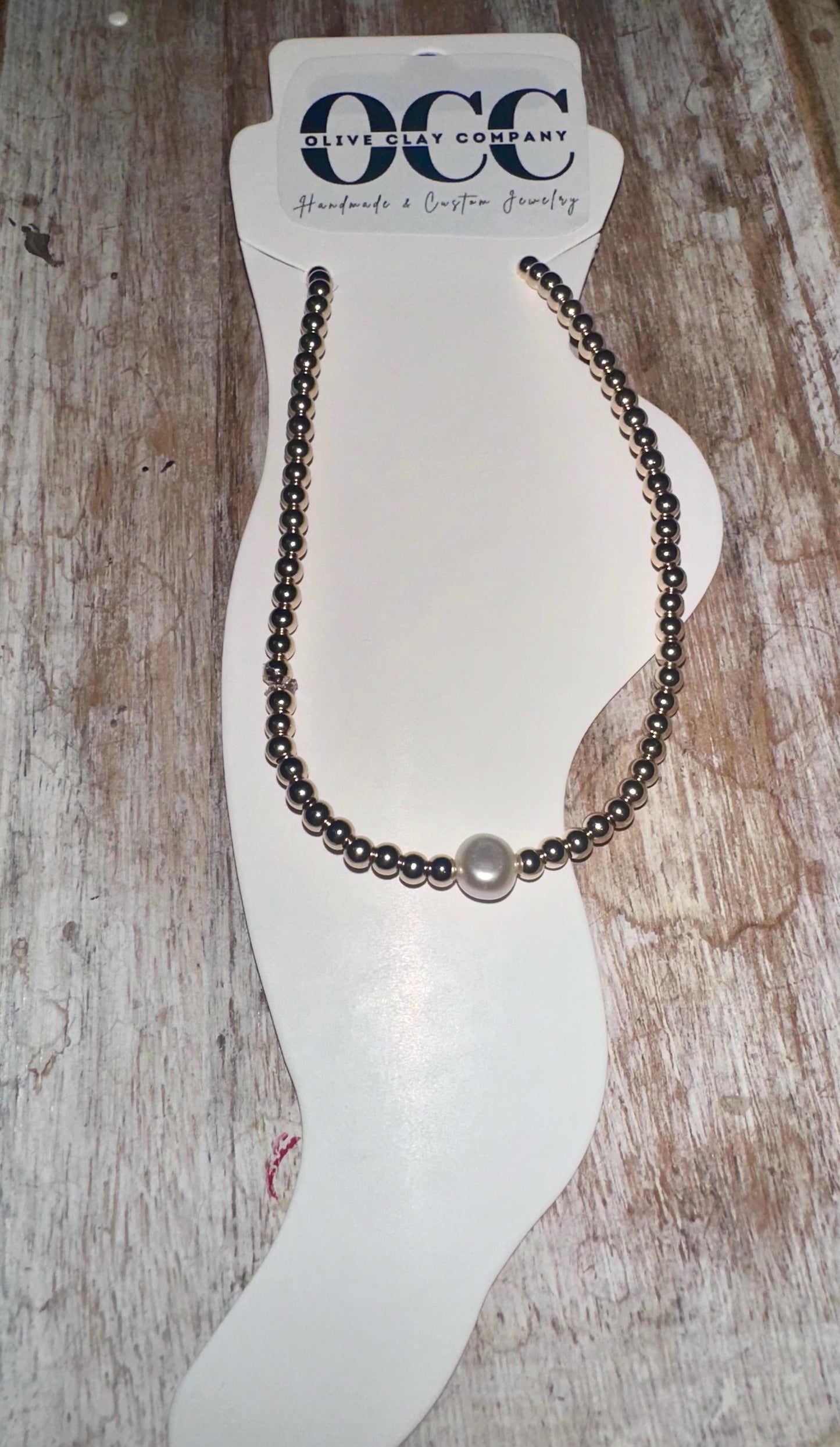 14k Gold Filled Pearl stretchy anklet- non tarnish- 3mm beads