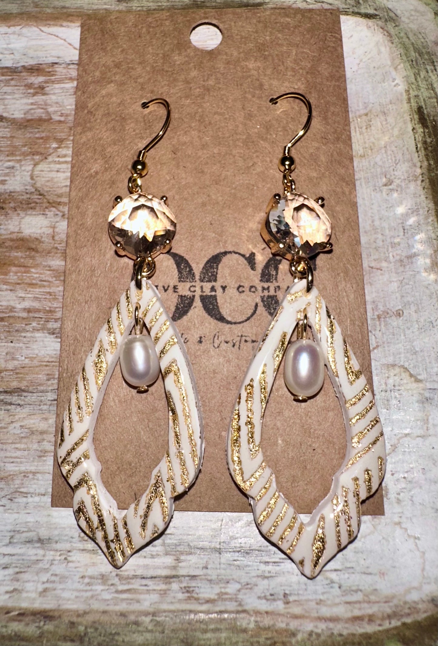 Gold leaf textured clay earrings