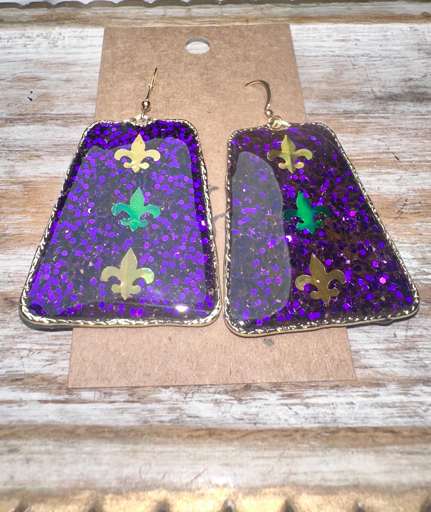 Fleur de lis glitter hoops