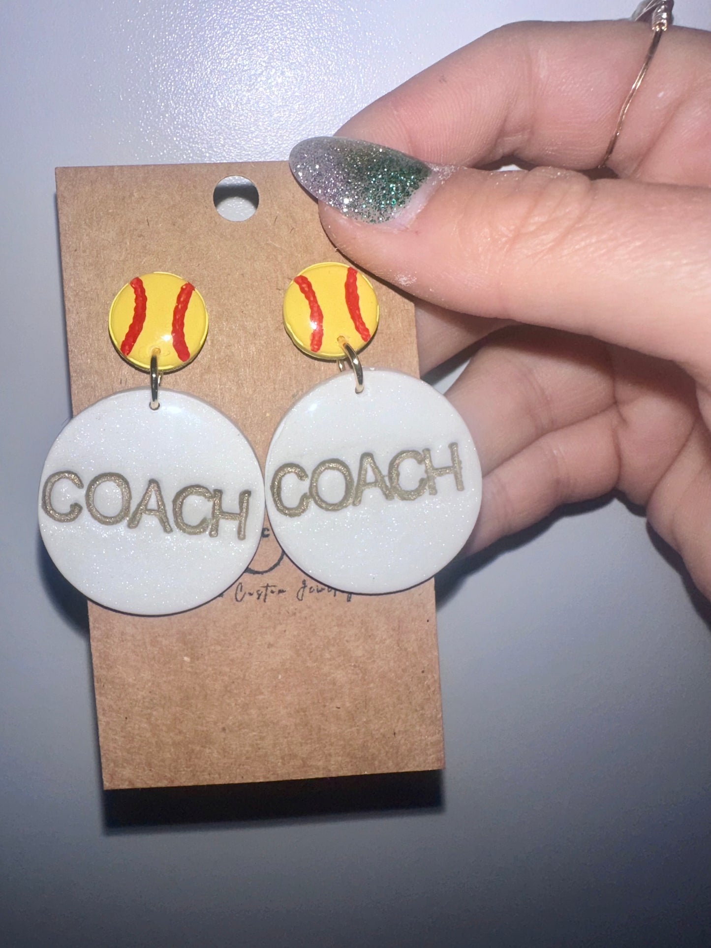 Softball coach Clay earrings