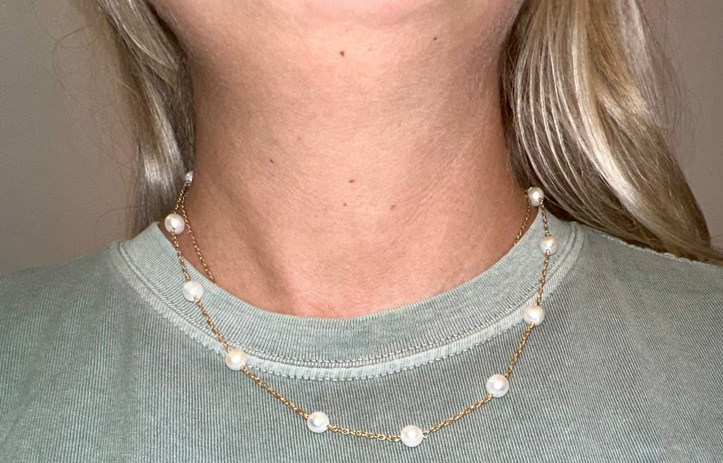 14k GF Twisted Pearl Necklace