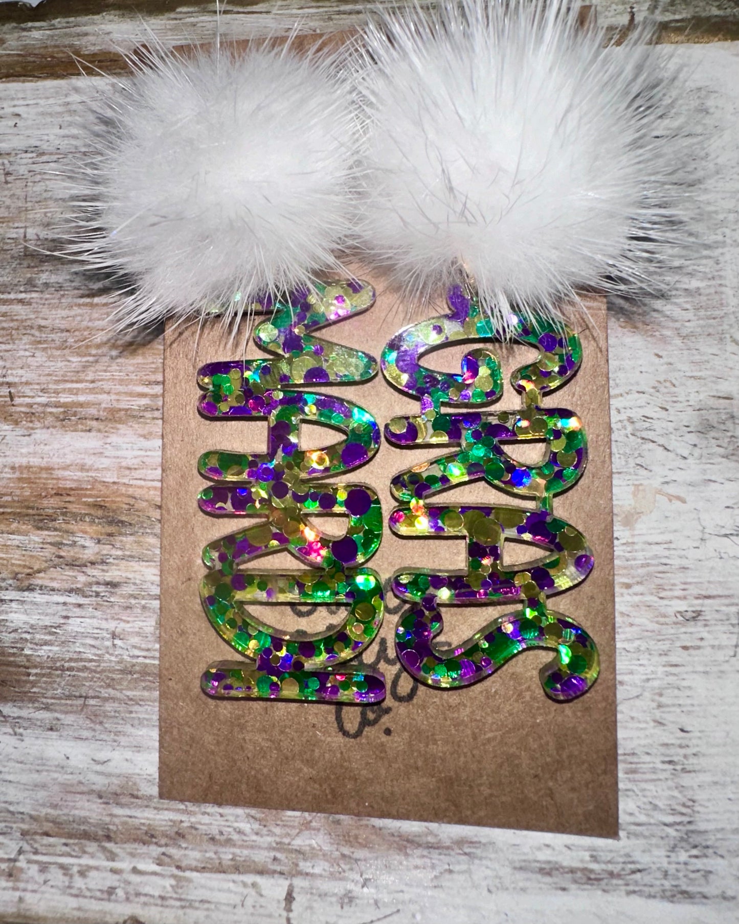 Mardi Gras Pom earrings