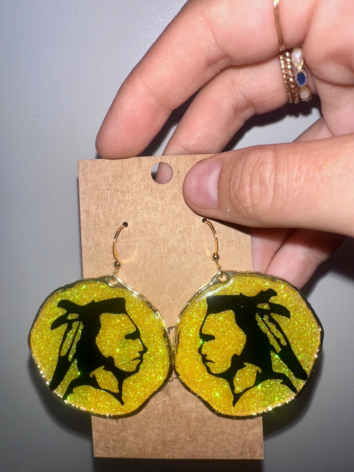 Warriors glitter earrings
