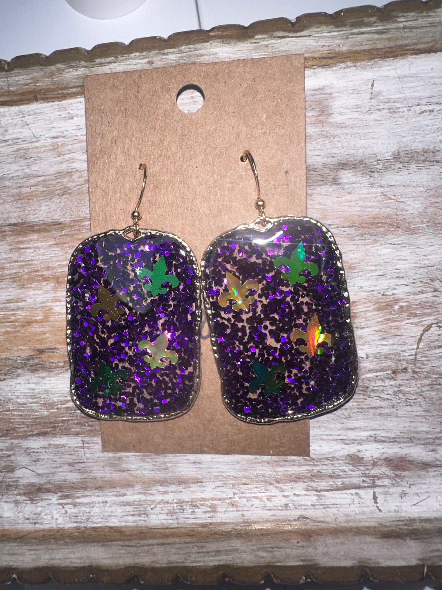 Fleur de lis glitter hoops