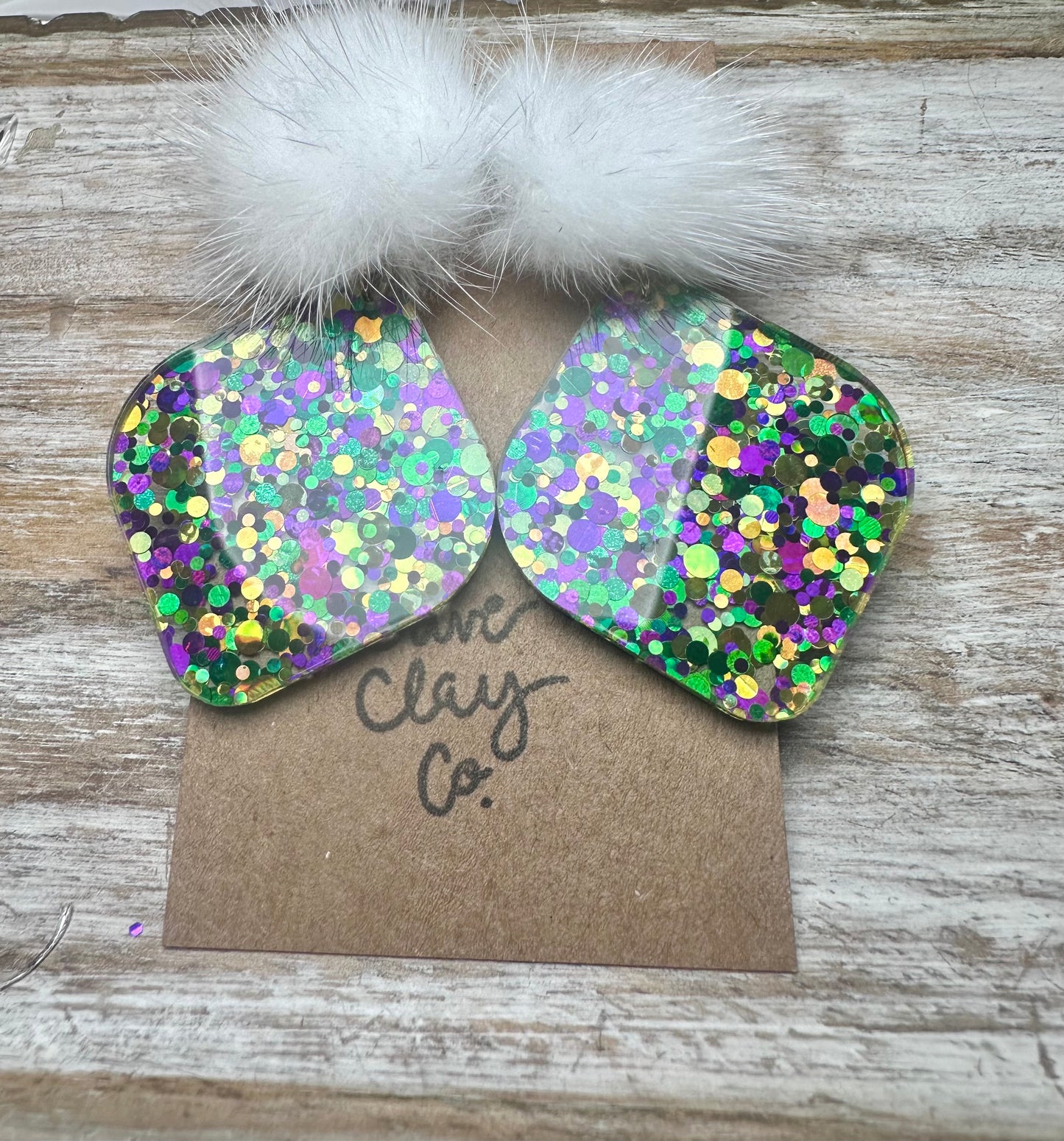 Mardi Gras Pom earrings