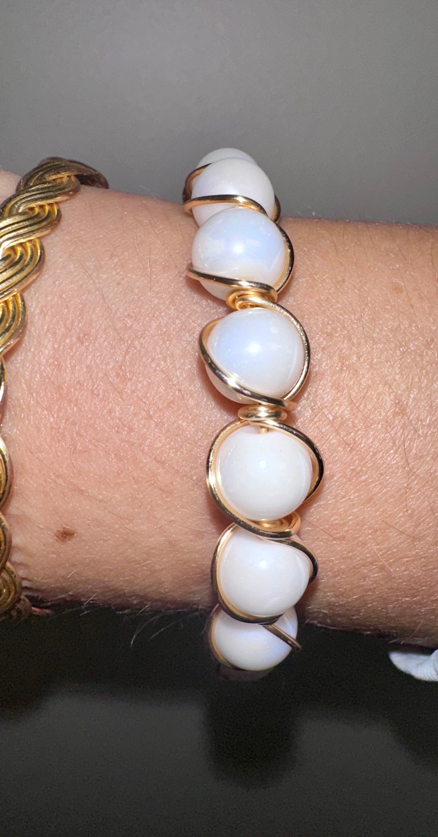Large Pearls wire wrapped bracelet