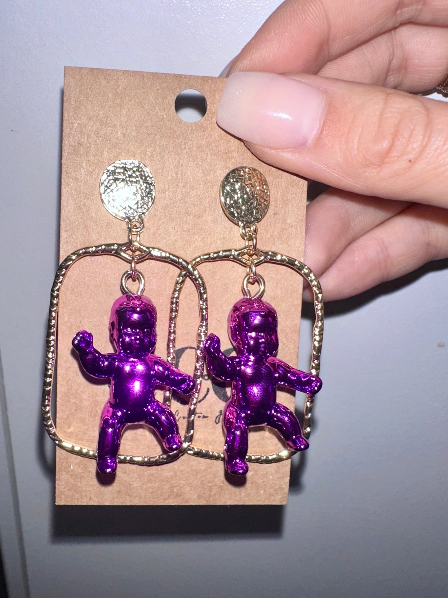 Mardi Gras baby earrings
