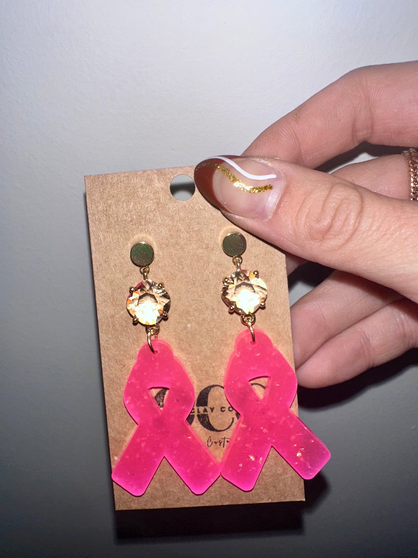 Breast cancer awareness earrings