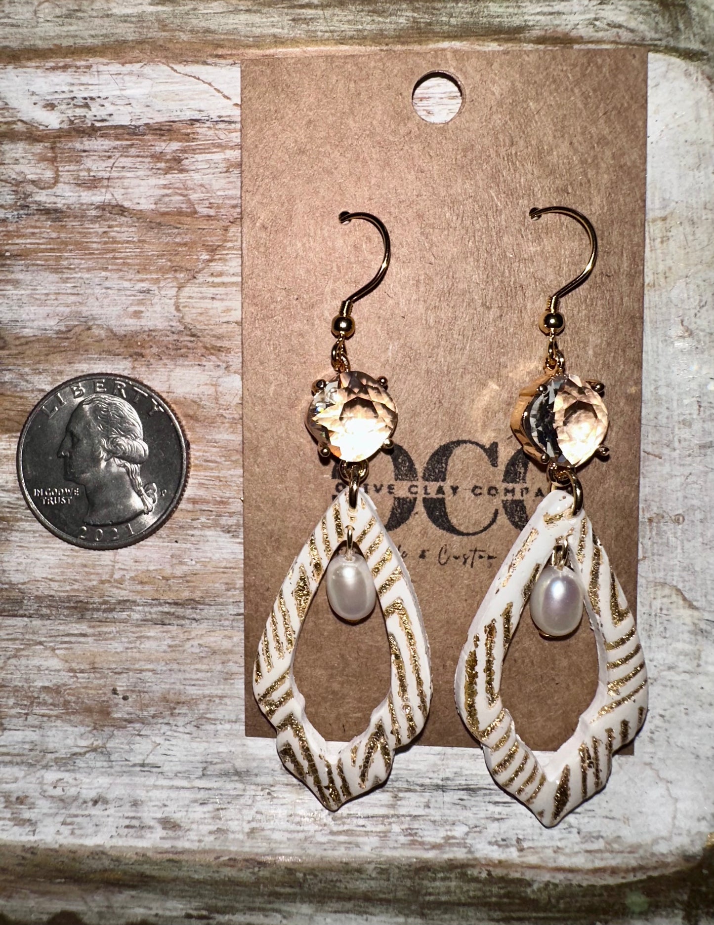 Gold leaf textured clay earrings
