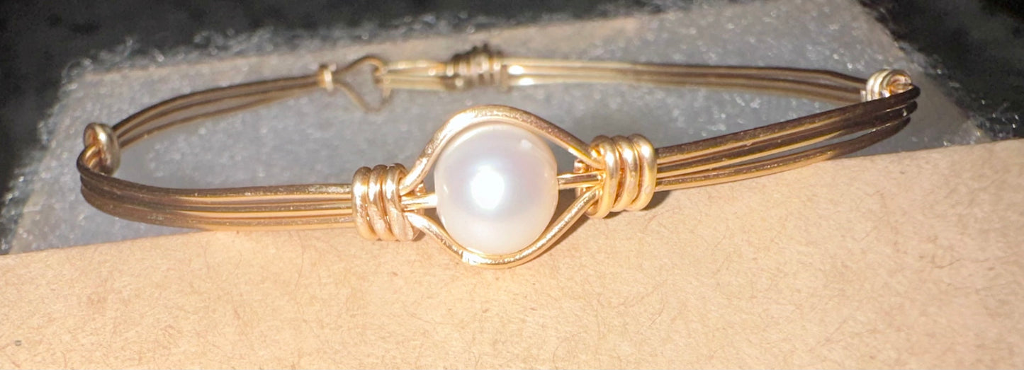 Wire Pearl wrapped bracelet