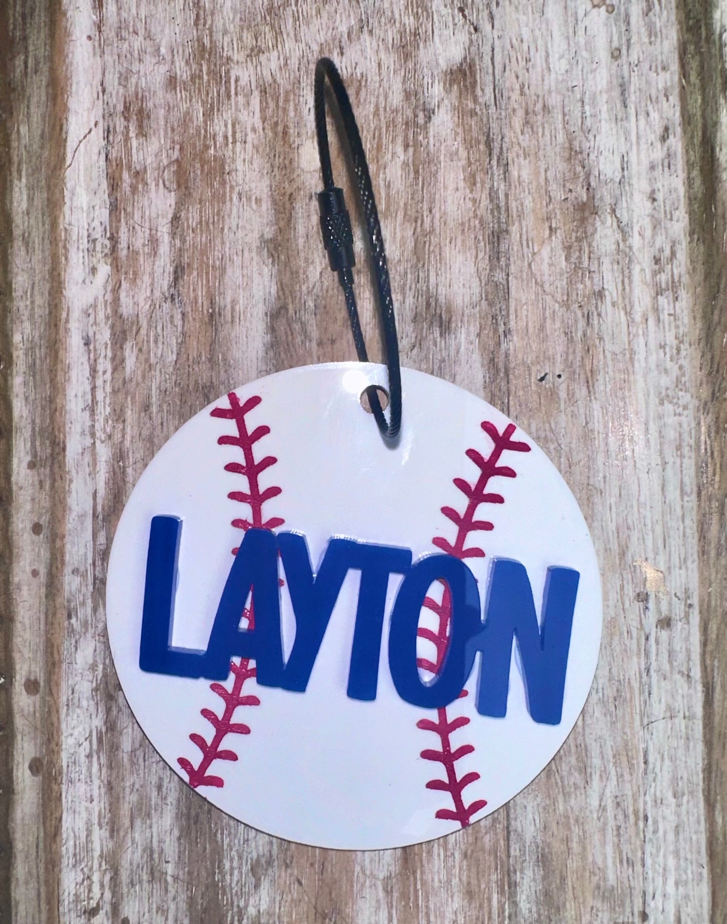 Personalized baseball bag tag