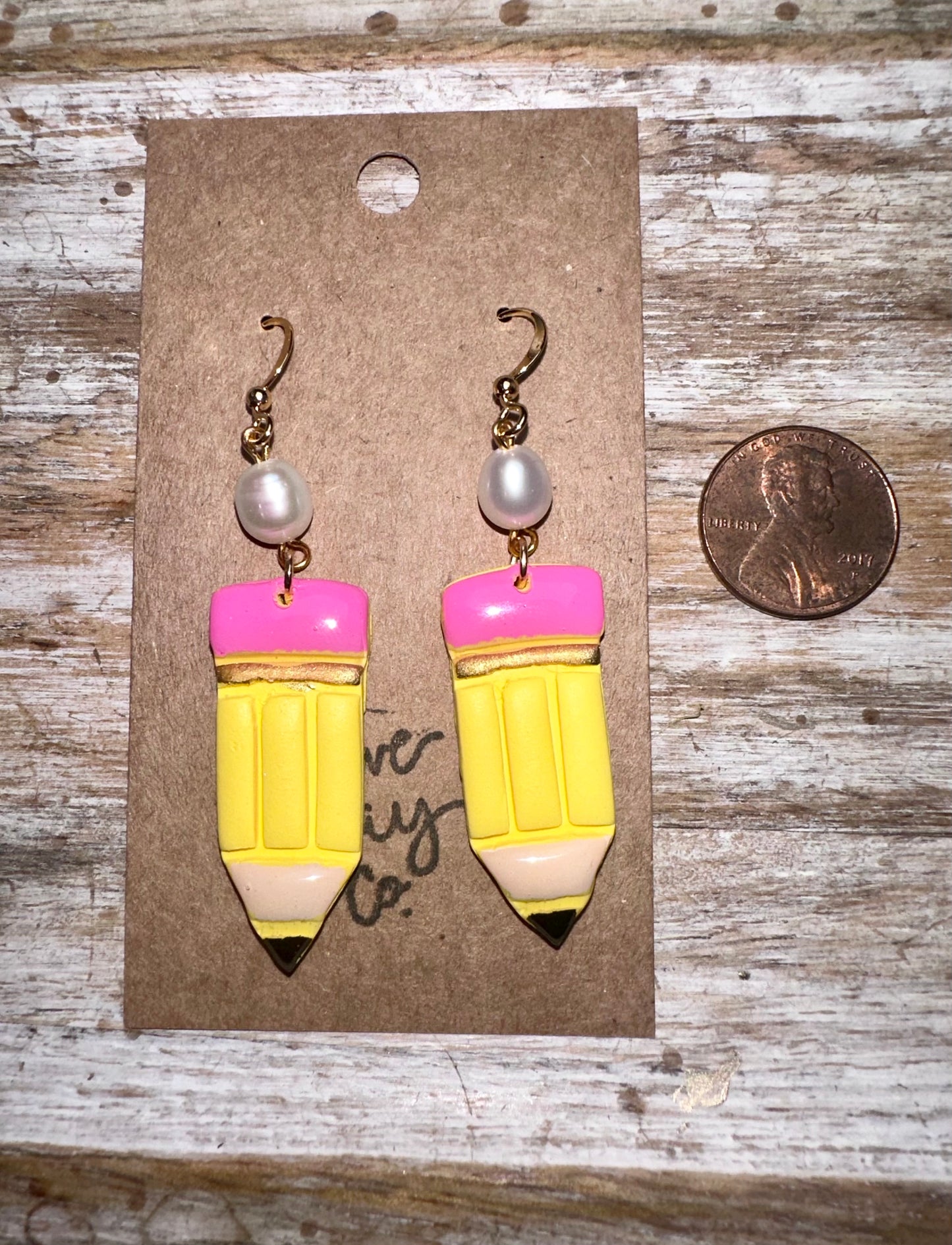 Pearl pencil earrings