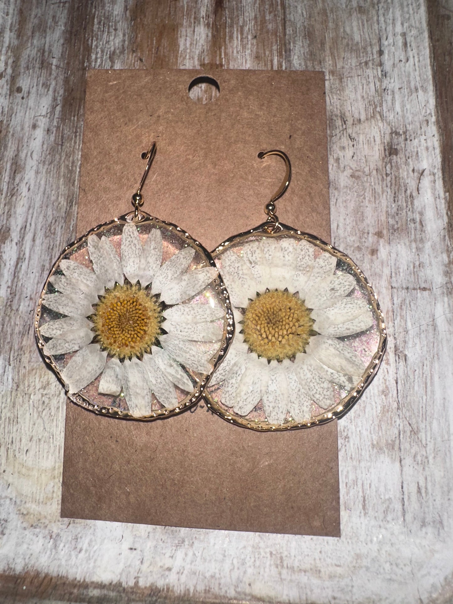 Pressed flower glitter hoops