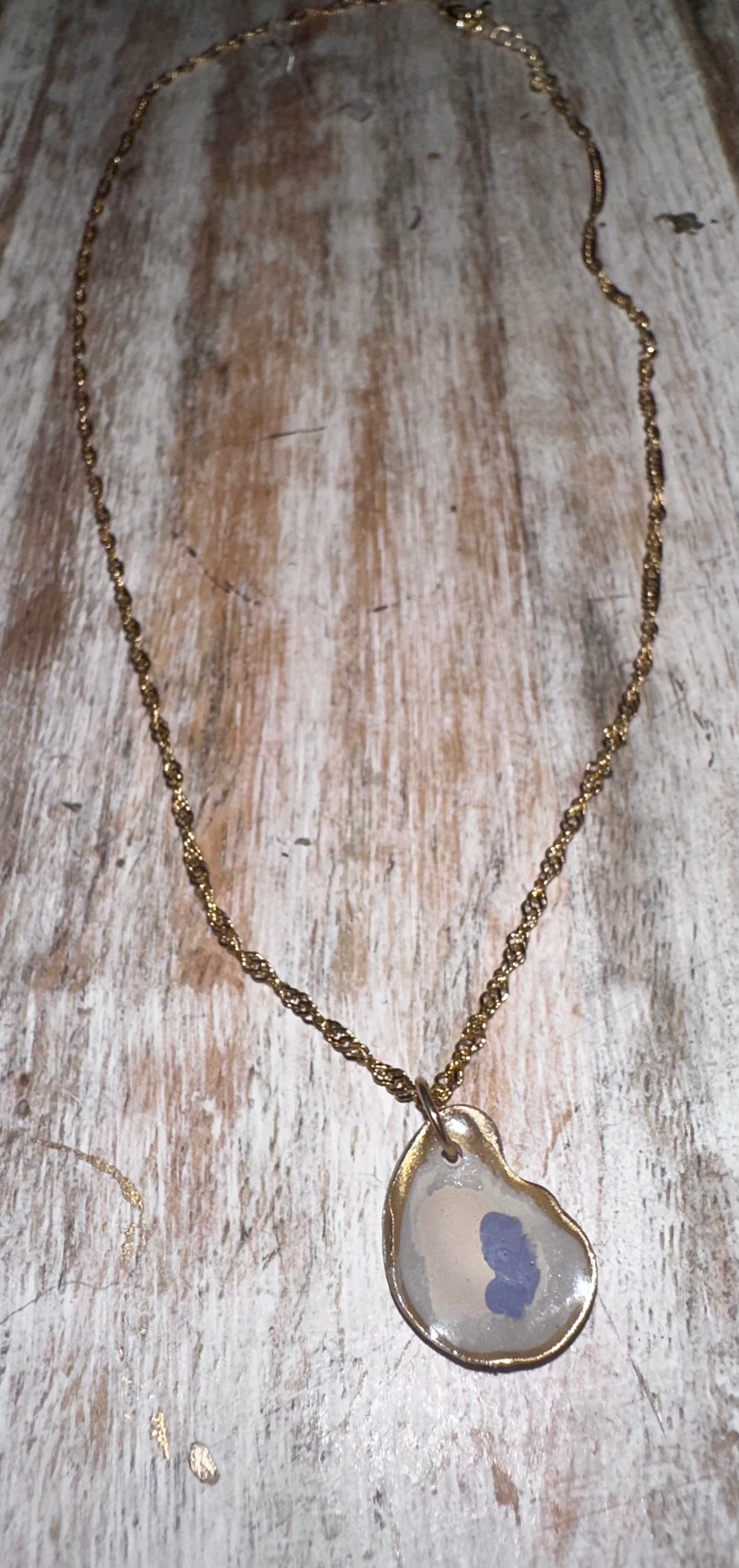 Gold Plated oyster necklace & adjustable bracelet