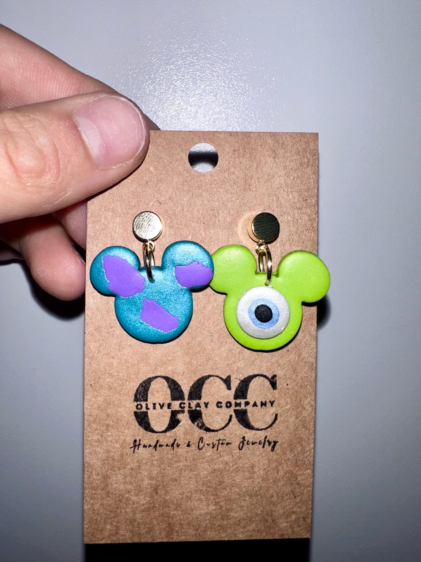 Mouse monster theme clay earrings