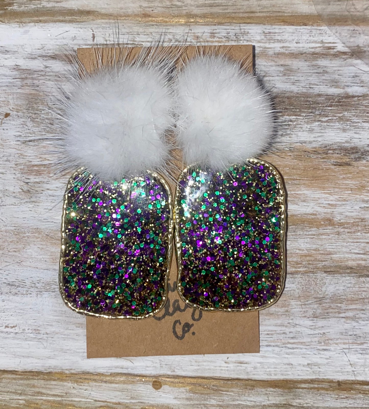 Pom Pom Mardi Gras earrings