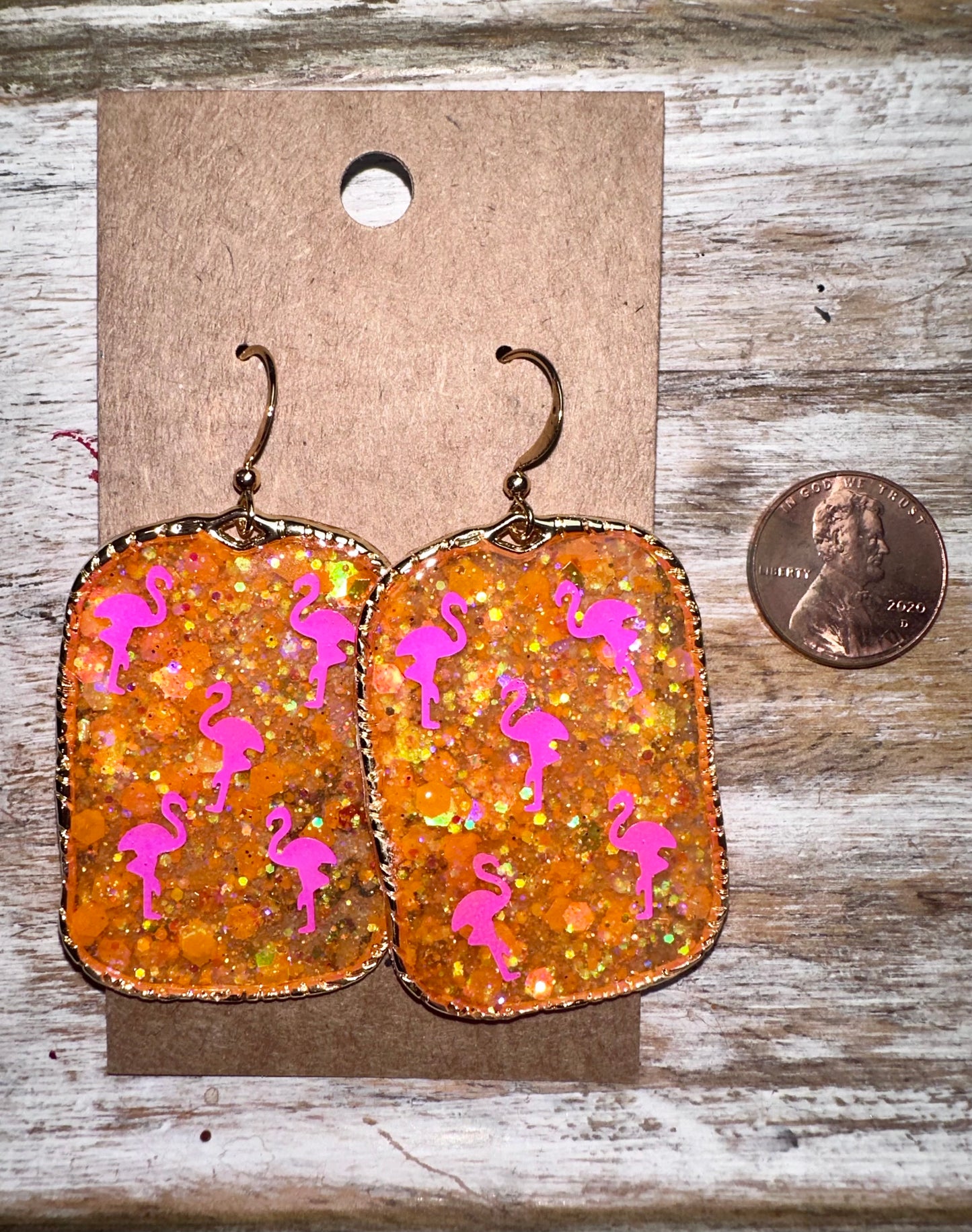 Flamingo Glitter resin hoops