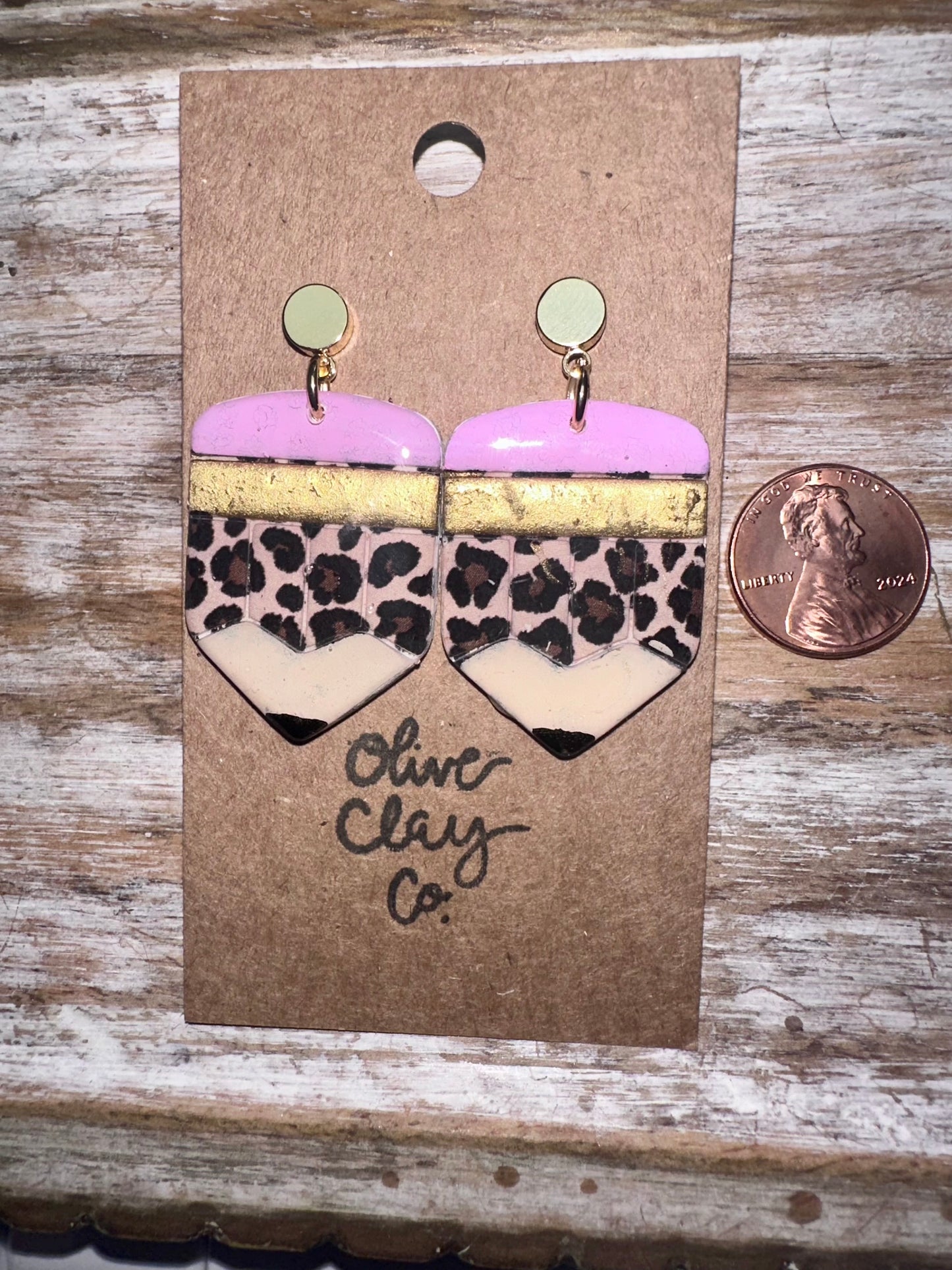 Cheetah large pencil earrings
