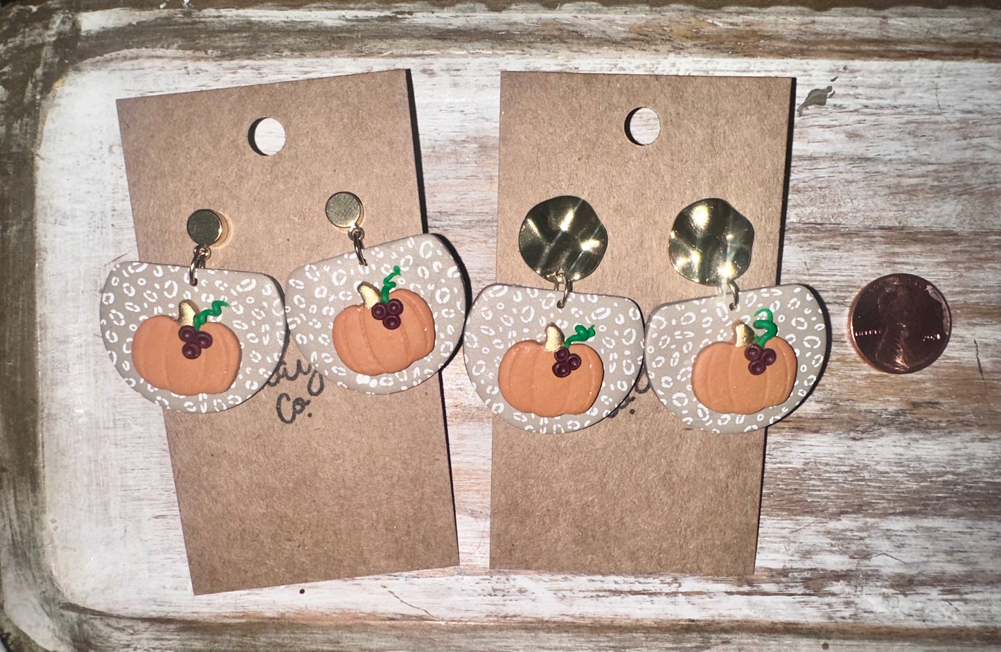 Cheetah pumpkin earrings