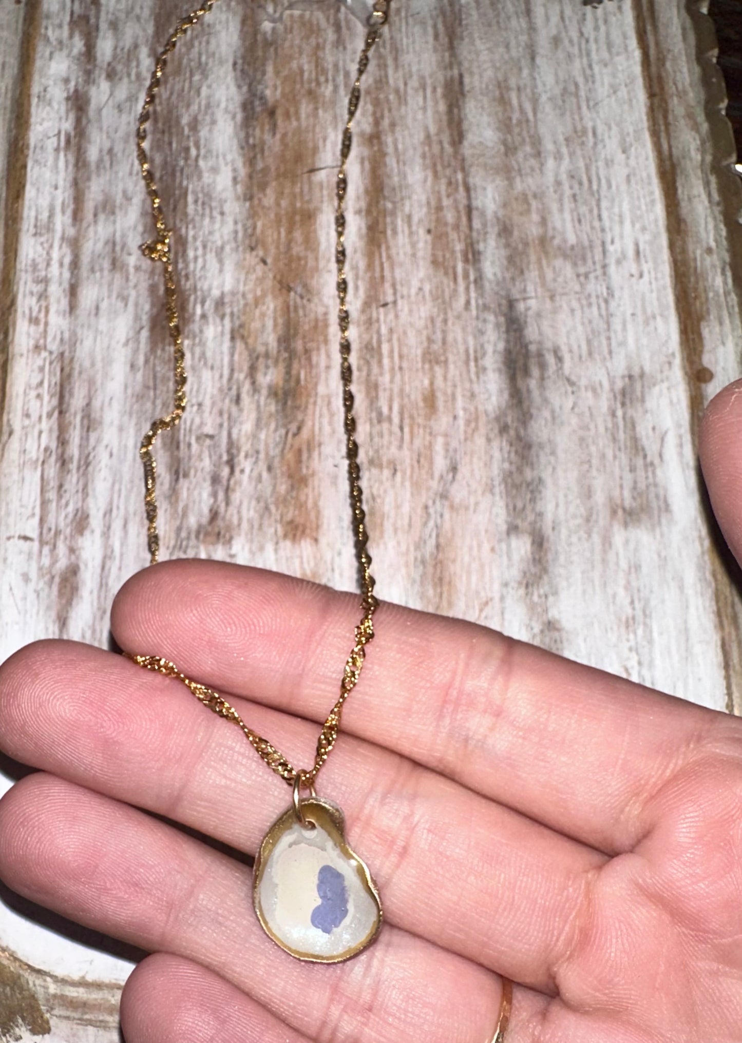 Gold Plated oyster necklace & adjustable bracelet