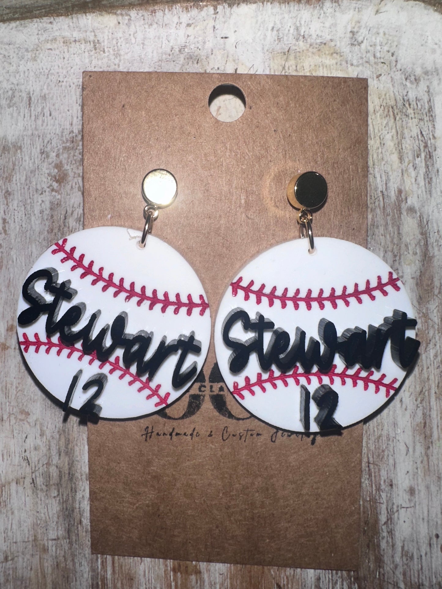 Custom Baseball acrylic earrings