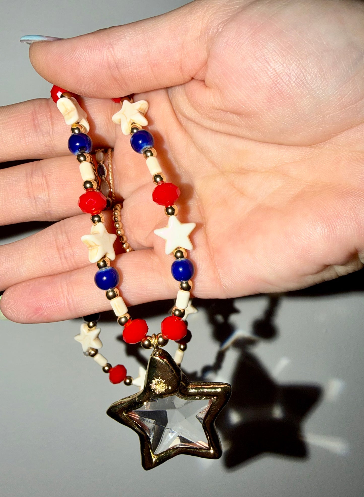 Star bead necklace- stretchy with no clasp 18inches