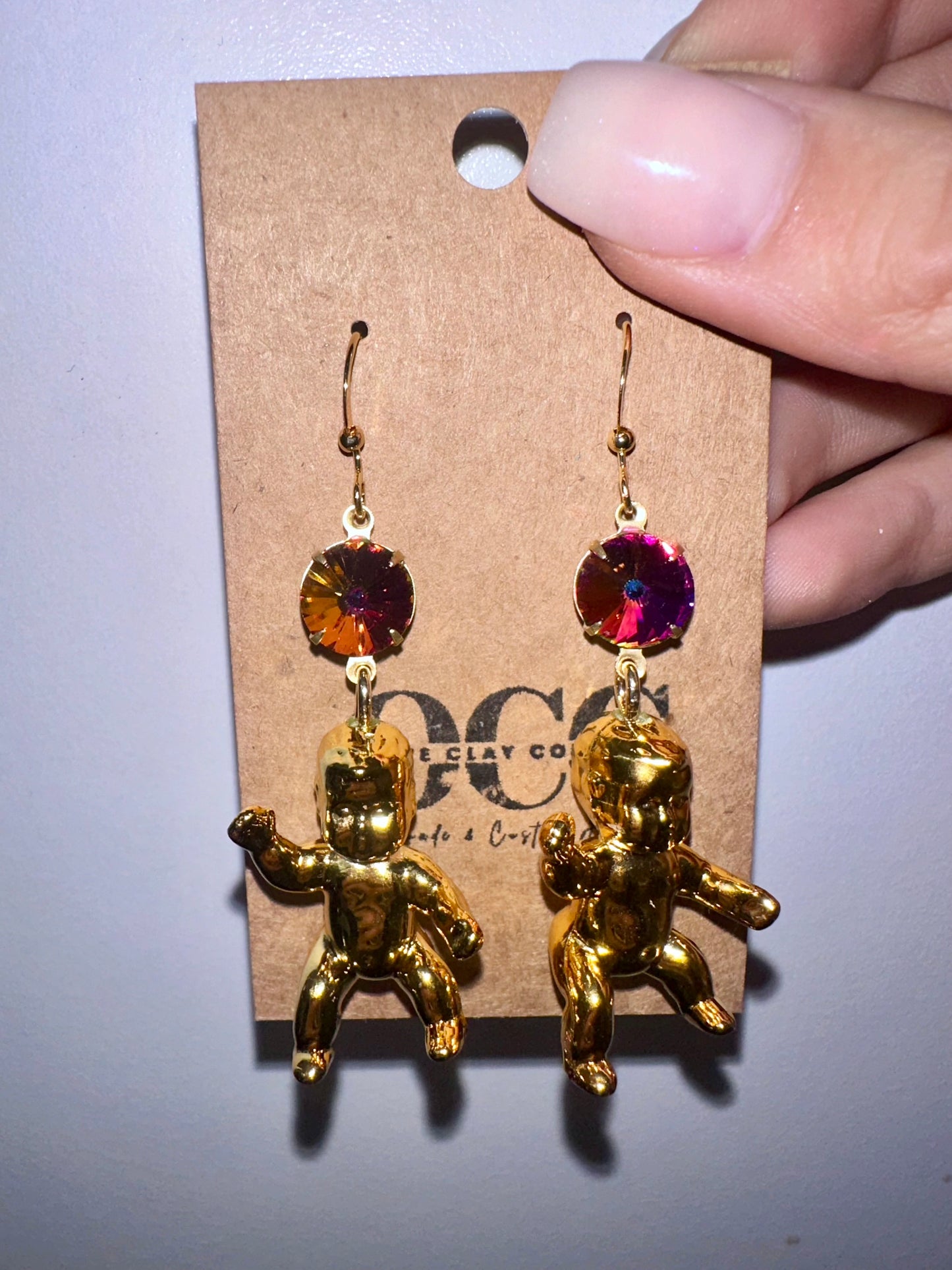 Mardi Gras baby earrings