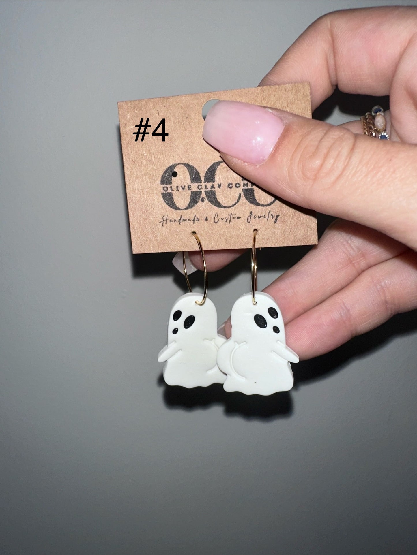 Big BOOty ghost clay earrings