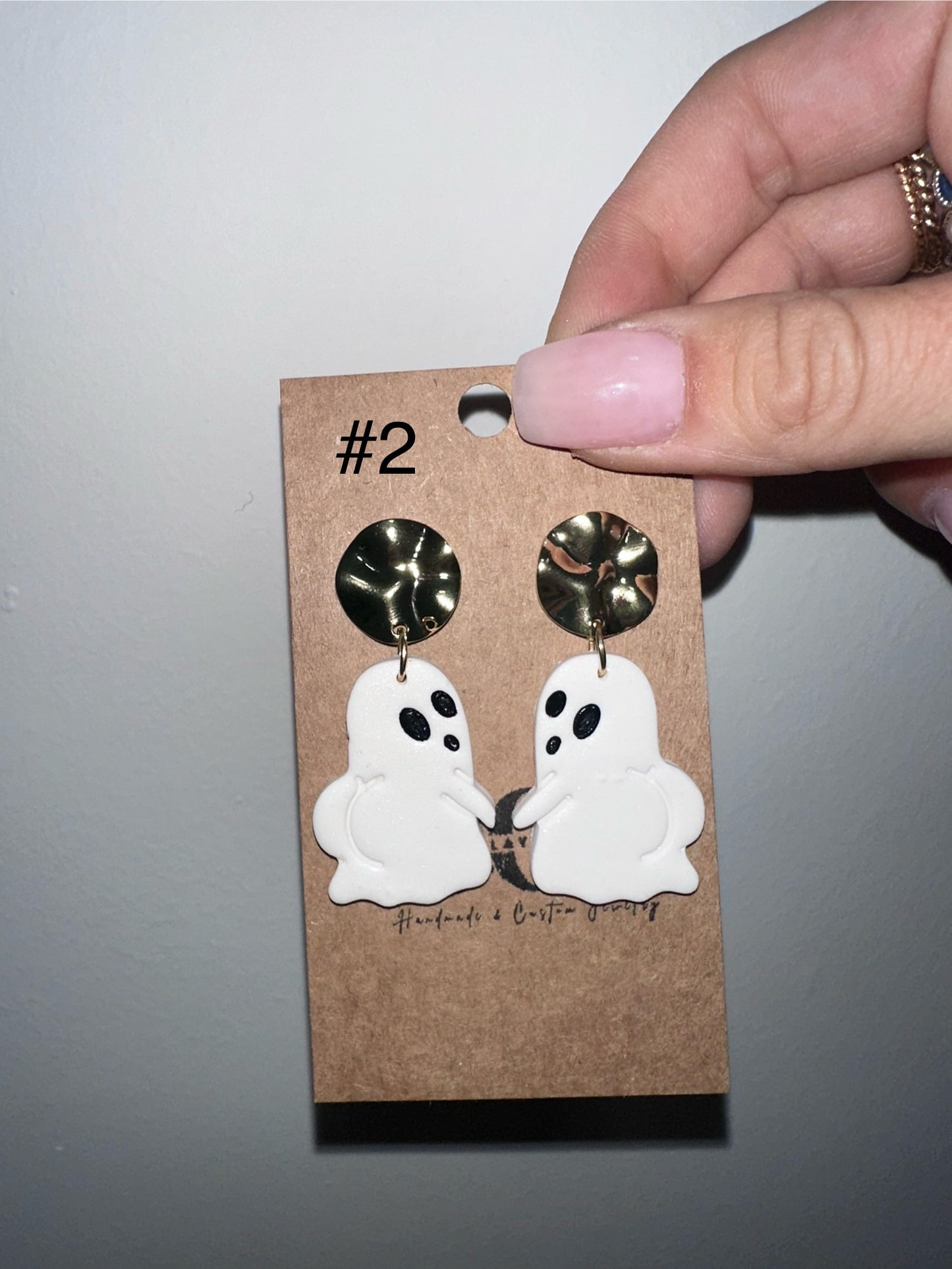 Big BOOty ghost clay earrings
