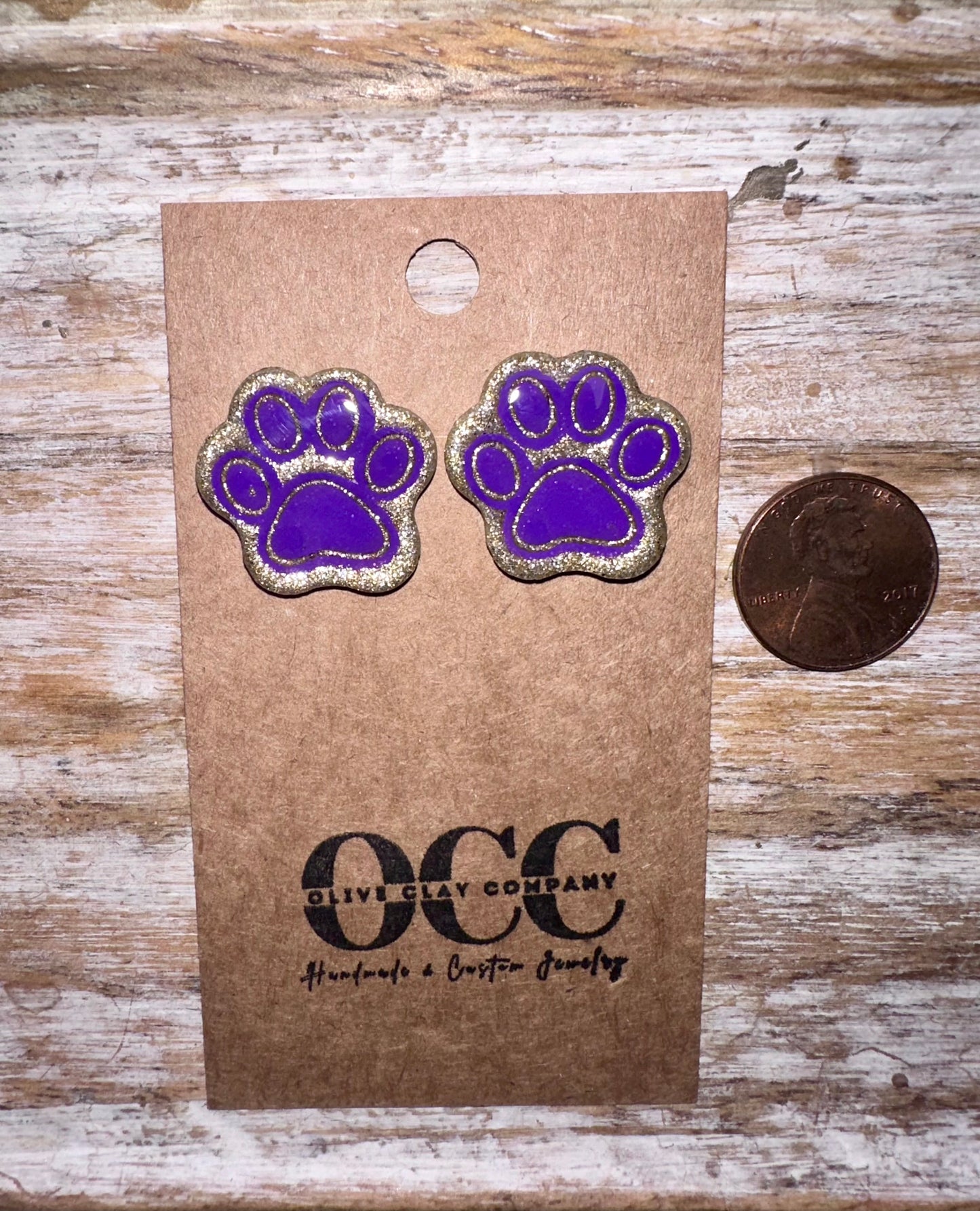 LSU paw Clay Earrings