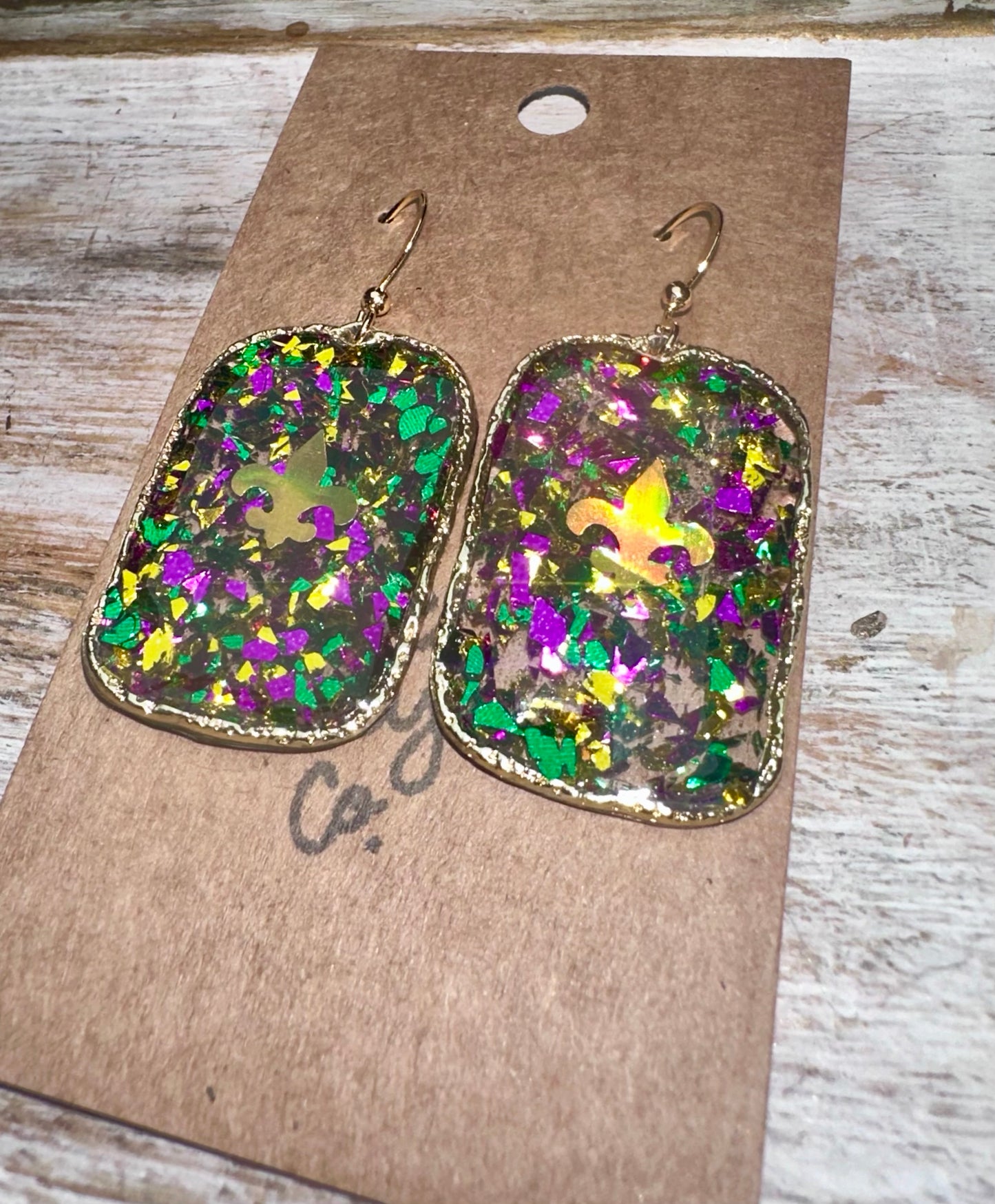 Small rectangle Fleur de lis earrings
