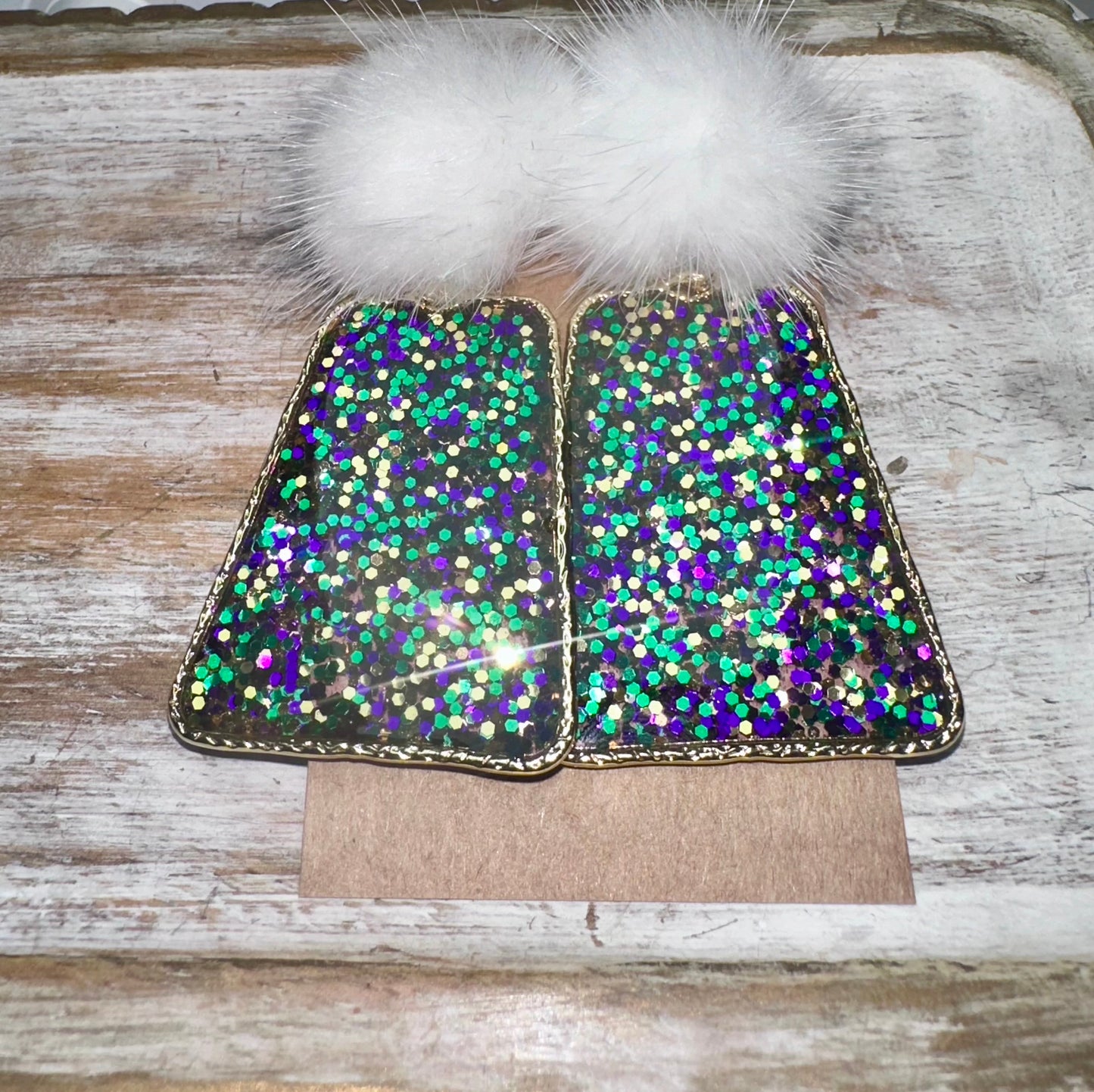 Mardi Gras Pom earrings