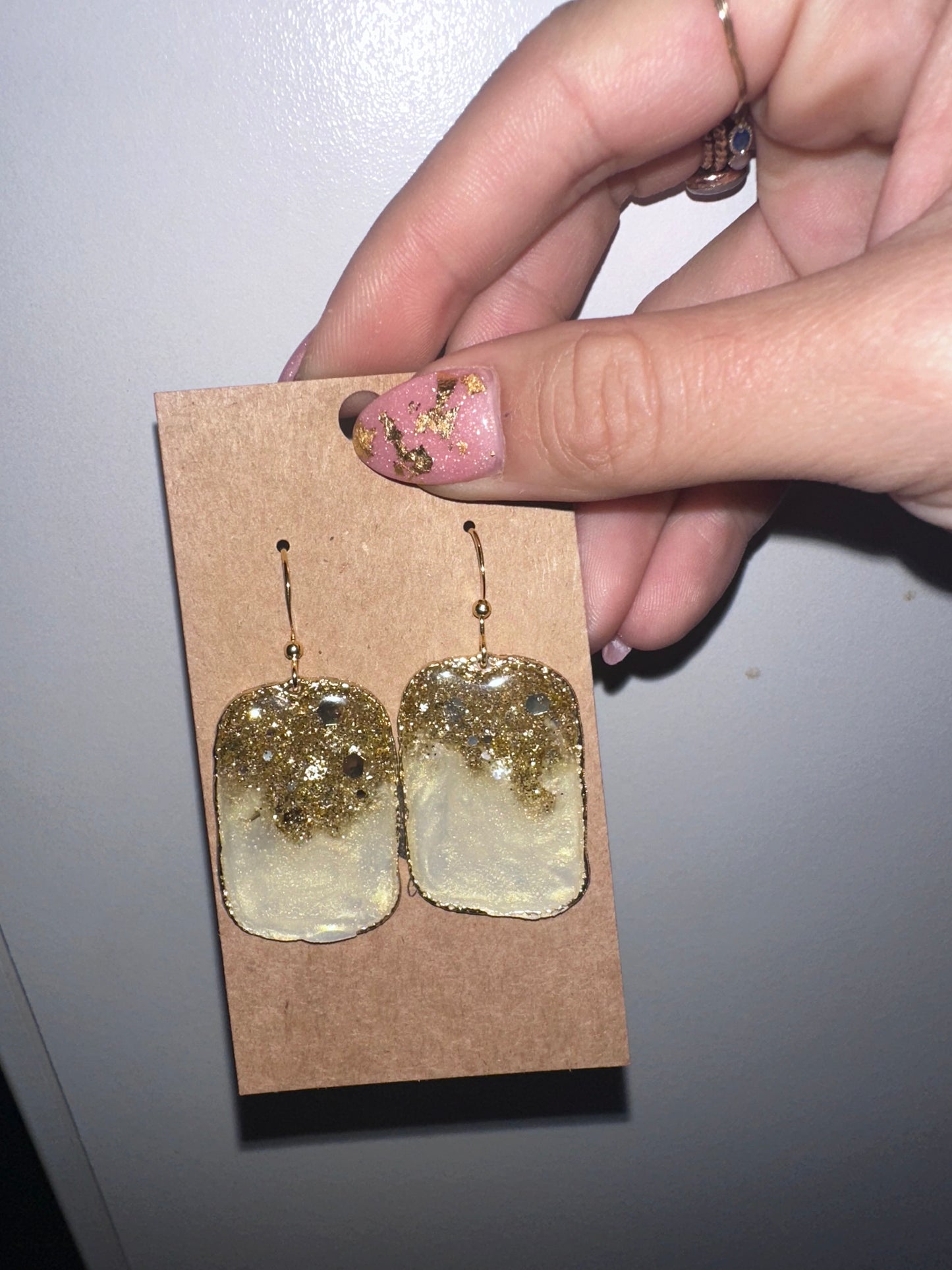 Small/medium Pearl Glitter resin hoops